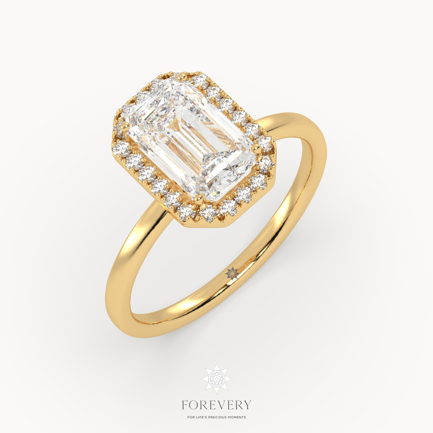 18k yellow gold  emerald diamond engagement ring