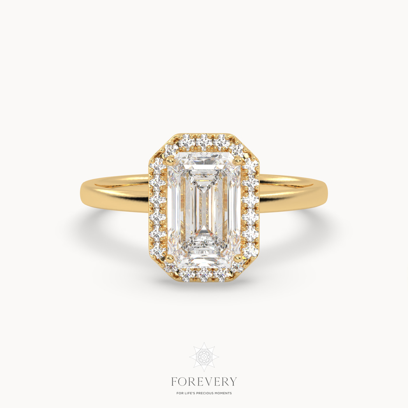 18k yellow gold  emerald diamond engagement ring Photos & images