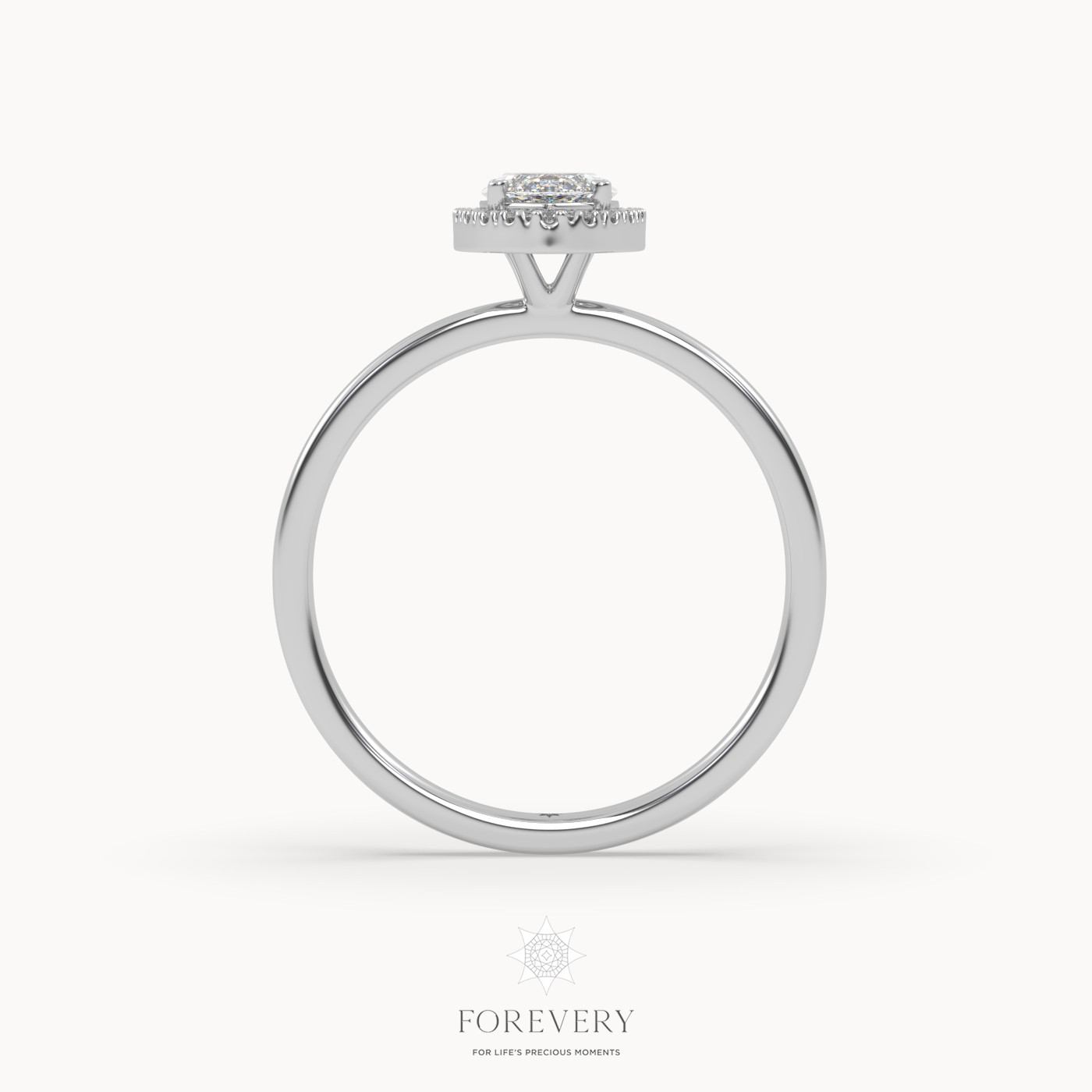 18k white gold  marquise diamond elongated halo pave engagement ring