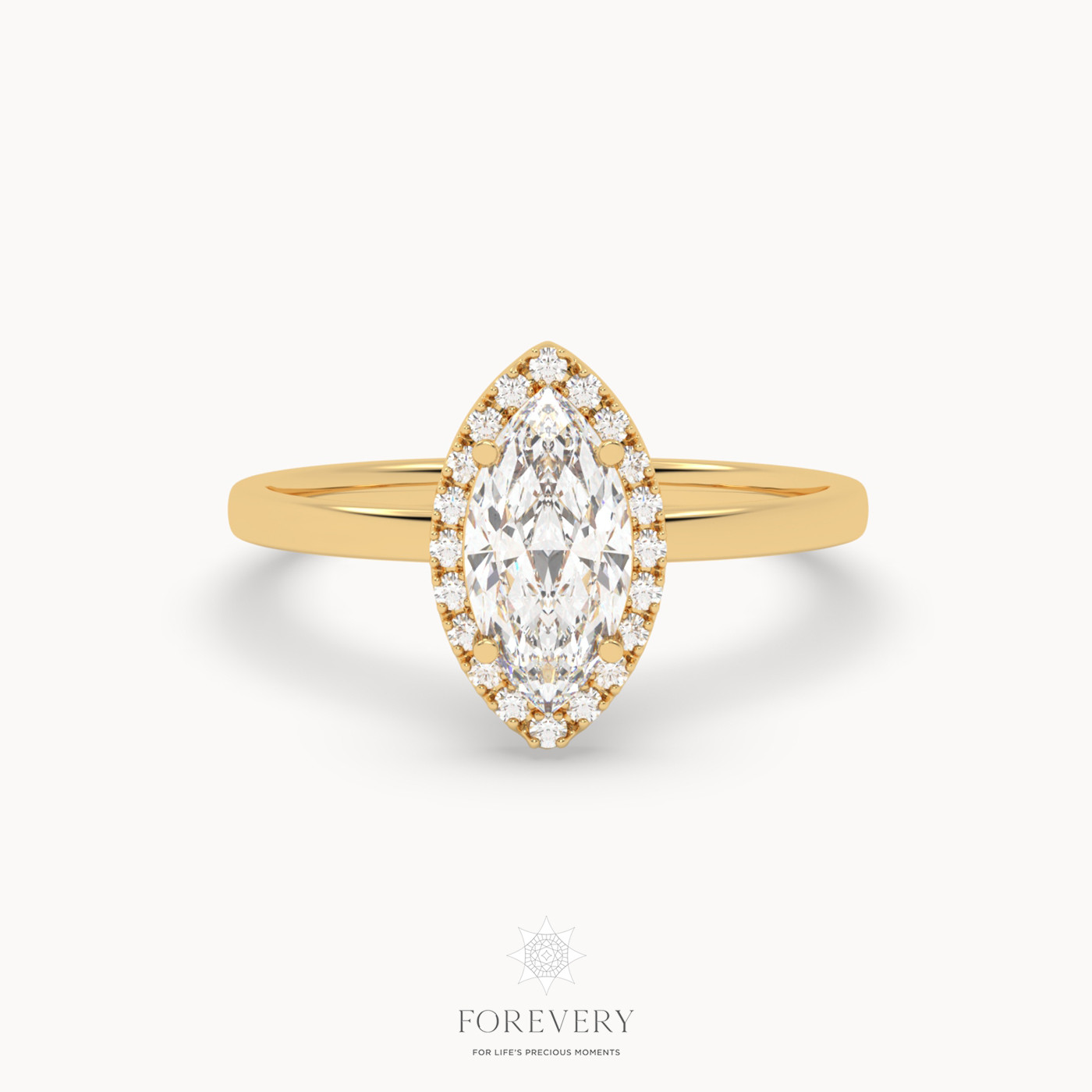18k white gold  marquise diamond elongated halo pave engagement ring Photos & images