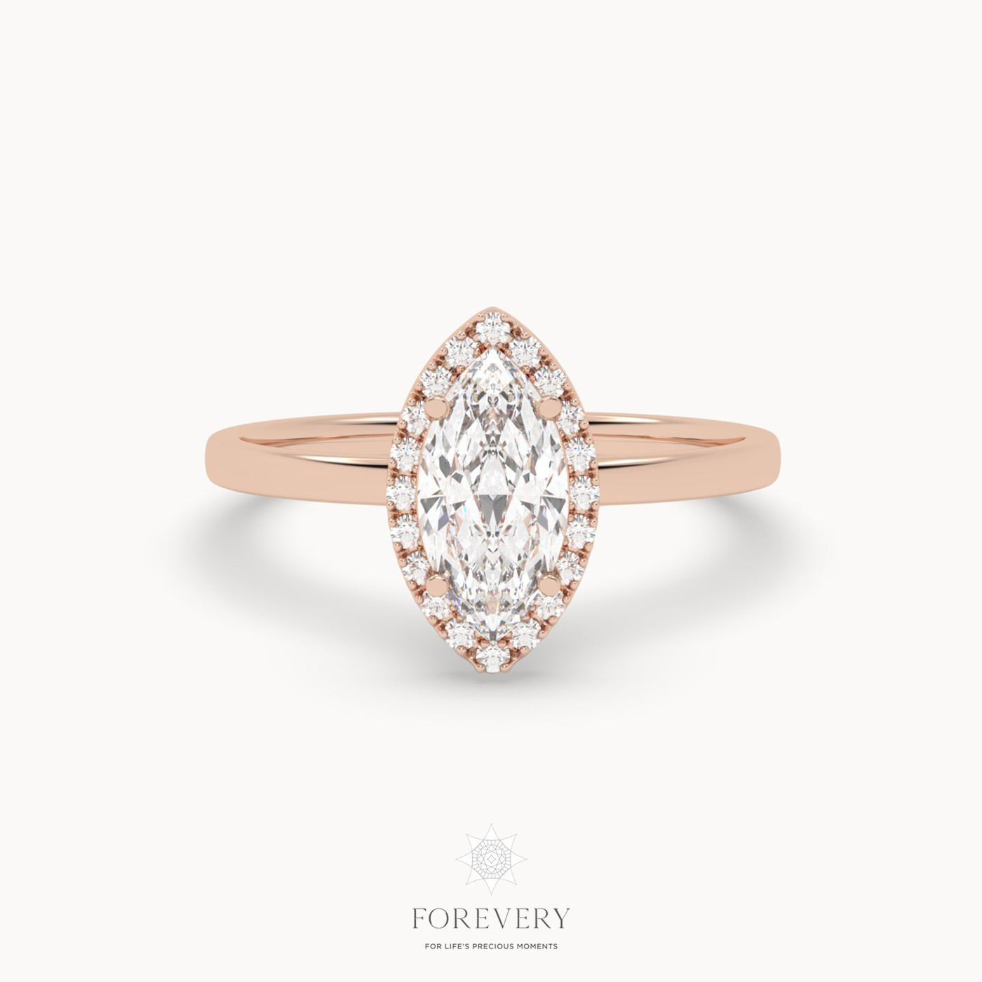 18k white gold  marquise diamond elongated halo pave engagement ring Photos & images