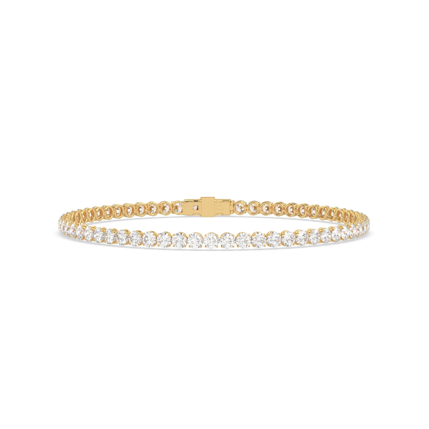 18k yellow gold 4.0 carat round diamond tennis bracelet with modern american lock system Photos & images