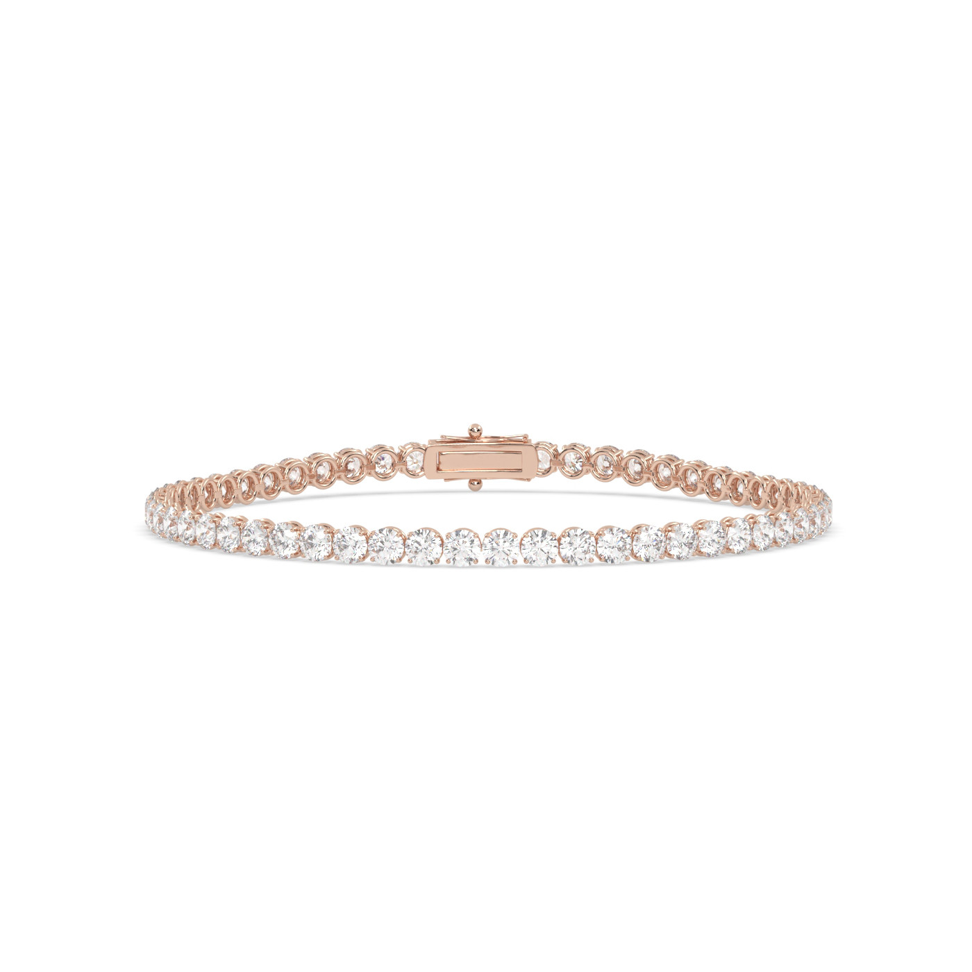18k rose gold  3.0 carat round diamond tennis bracelet with traditional lock sytem