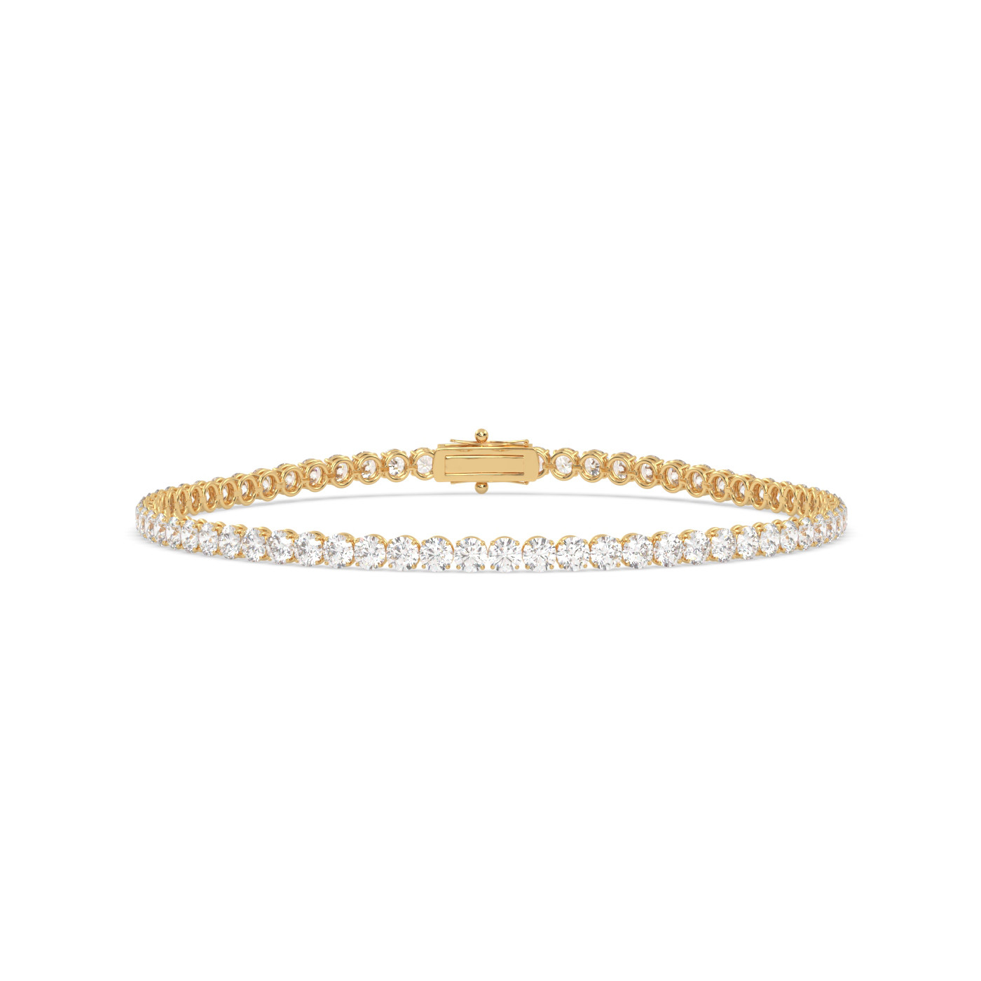 18k yellow gold 10 carat round diamond tennis bracelet with traditional lock sytem Photos & images