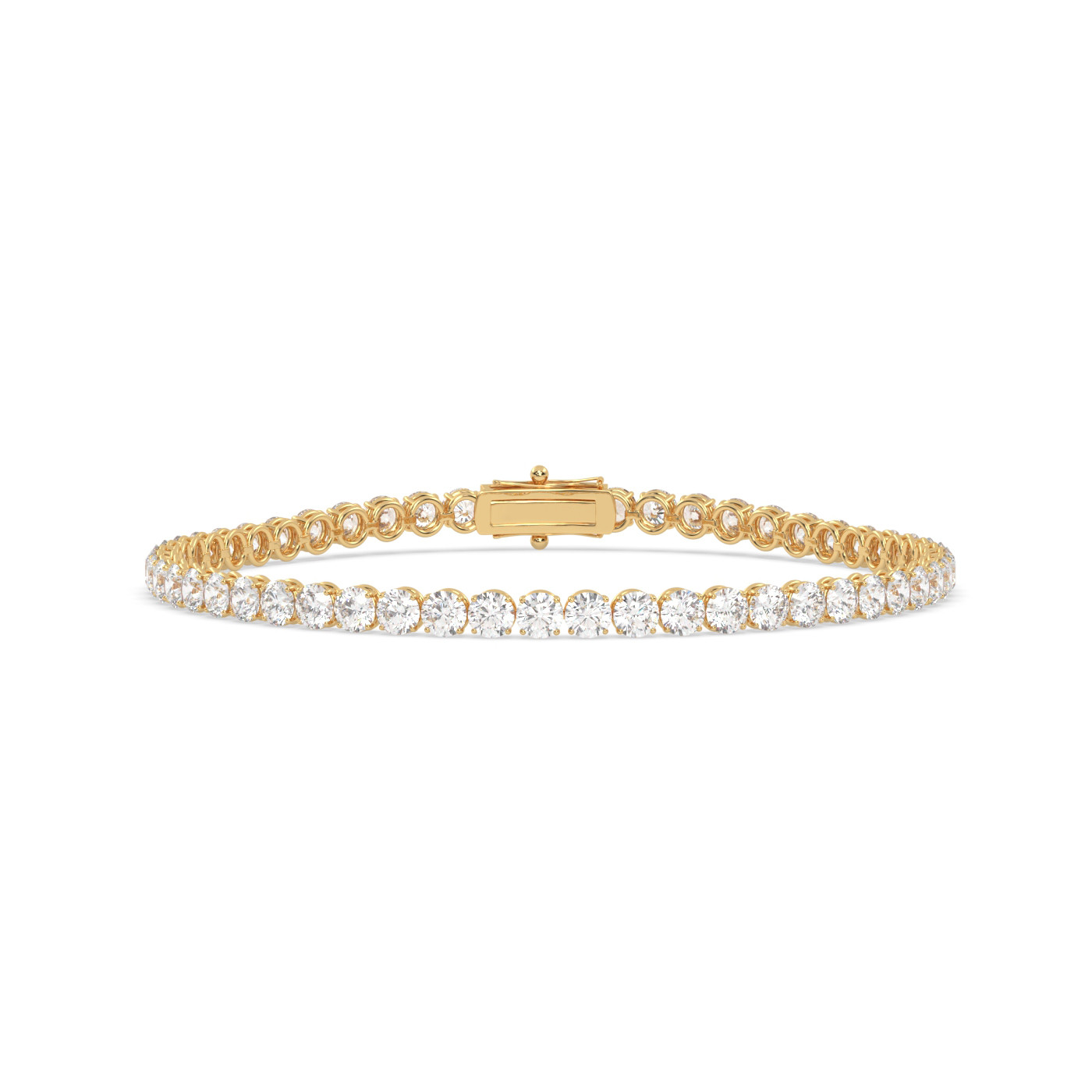 18k yellow gold 10 carat round diamond tennis bracelet with traditional lock sytem Photos & images