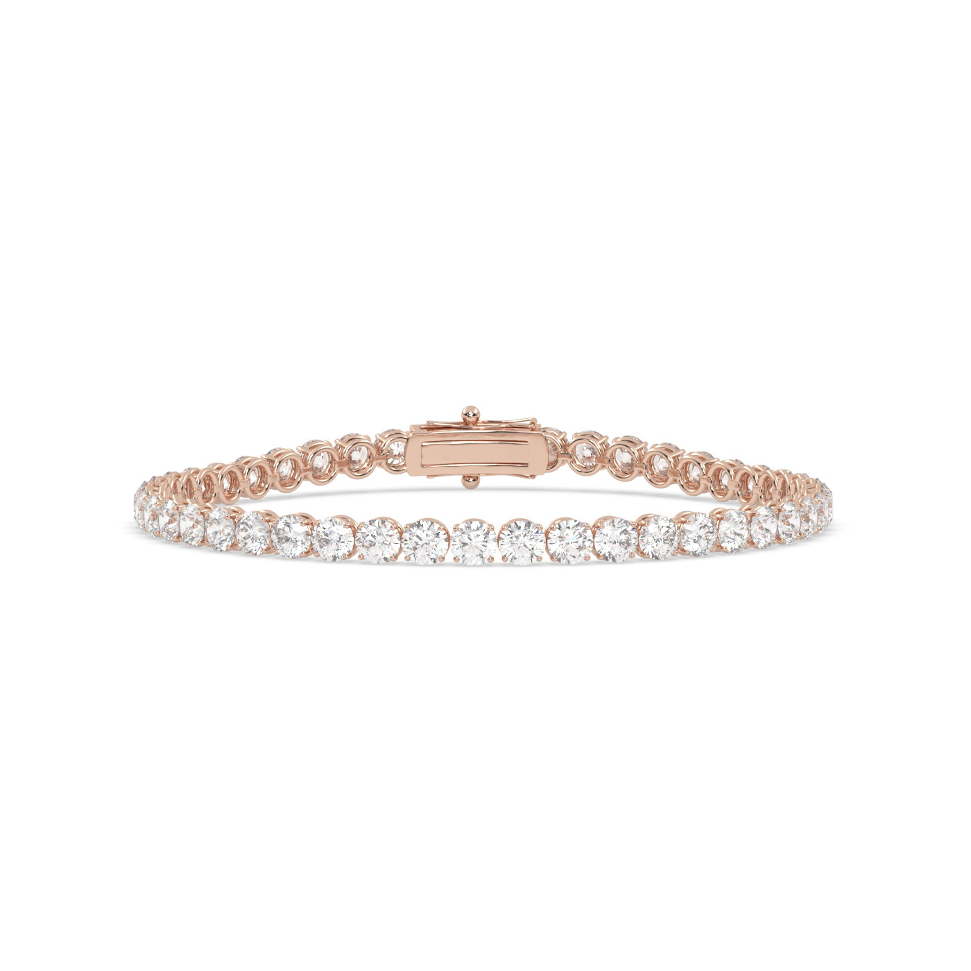 18k rose gold 17 carat round diamond tennis bracelet with traditional lock sytem Photos & images