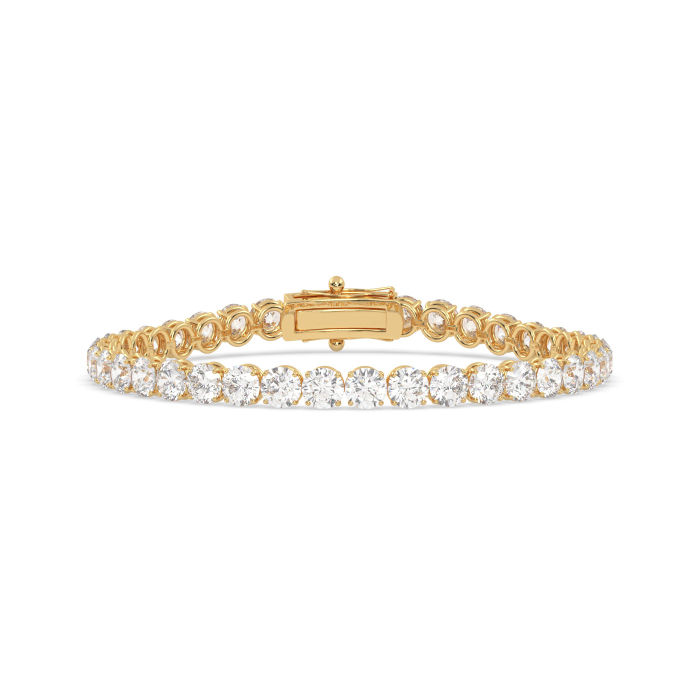 18k yellow gold 4.5 carat round diamond tennis bracelet with traditional lock sytem Photos & images