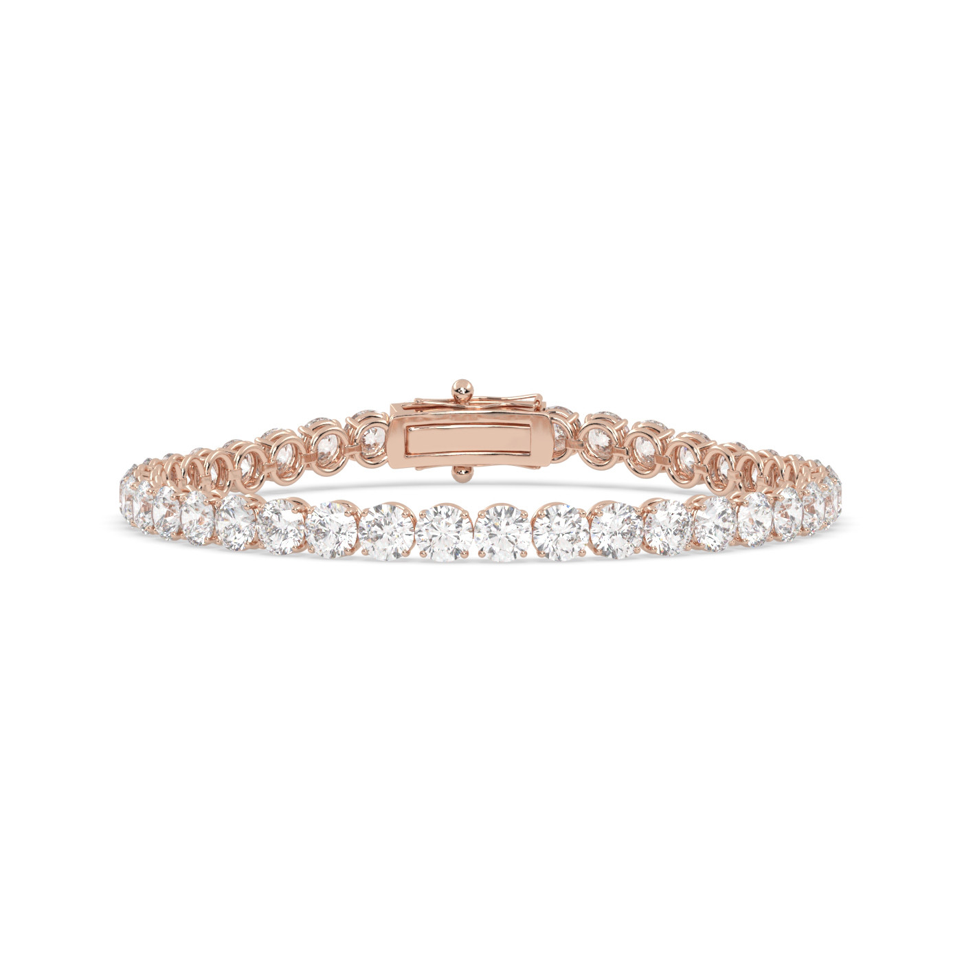 18k rose gold 17 carat round diamond tennis bracelet with traditional lock sytem Photos & images