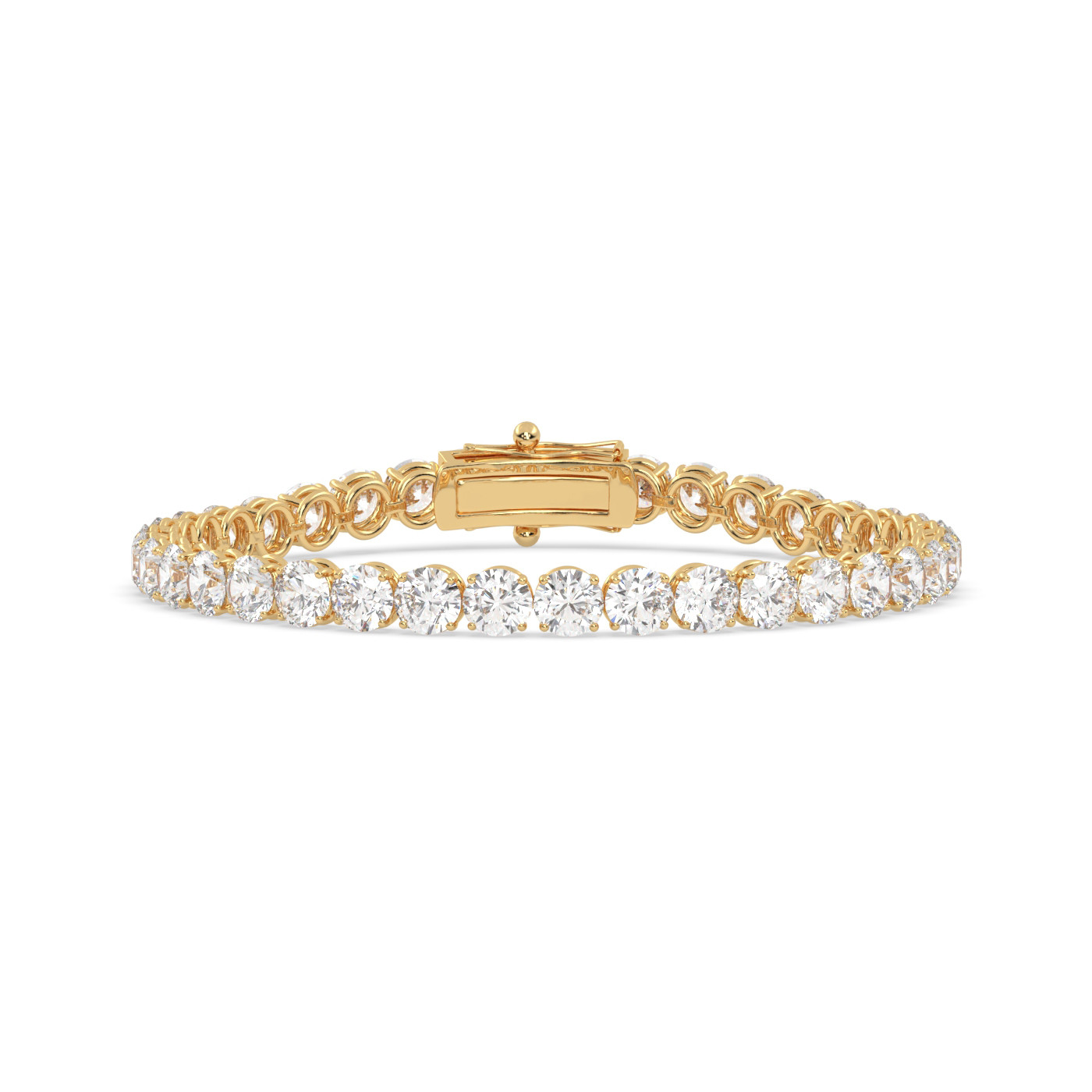18k yellow gold  3.0 carat round diamond tennis bracelet with traditional lock sytem Photos & images