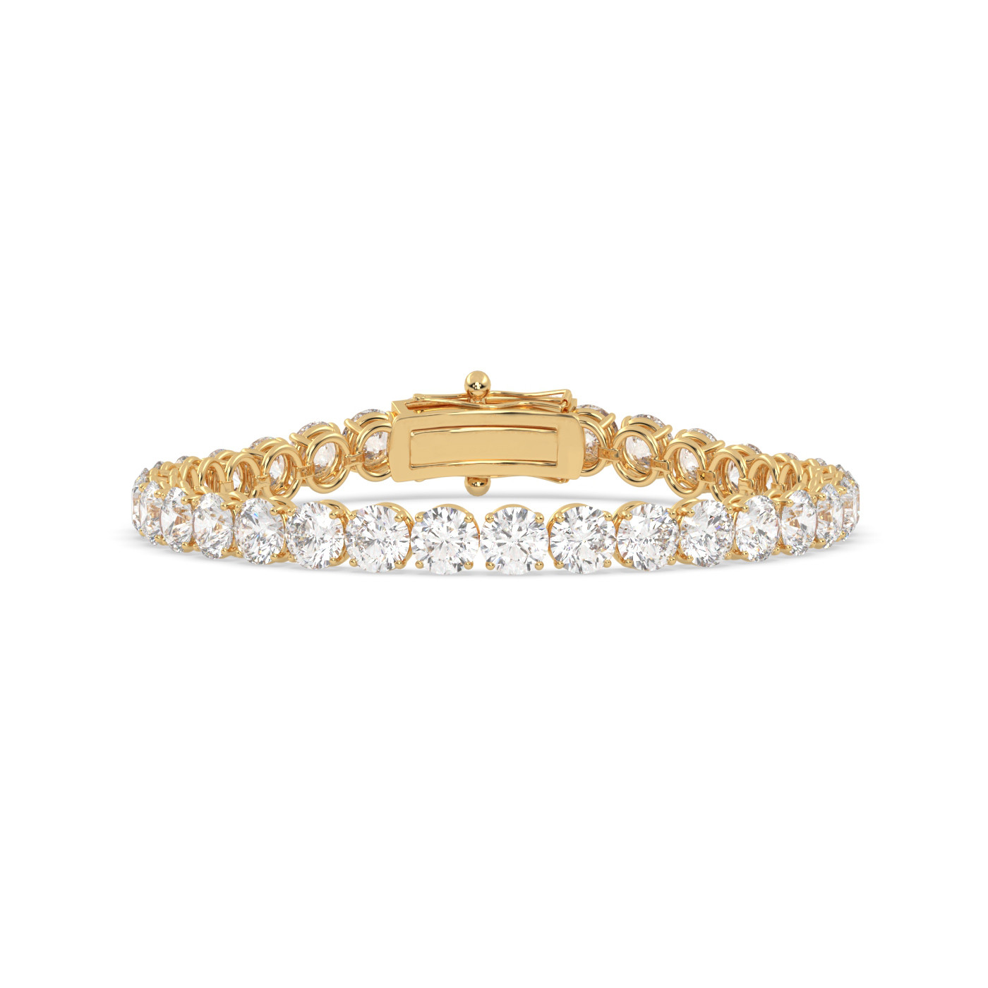 18k yellow gold 4.5 carat round diamond tennis bracelet with traditional lock sytem Photos & images