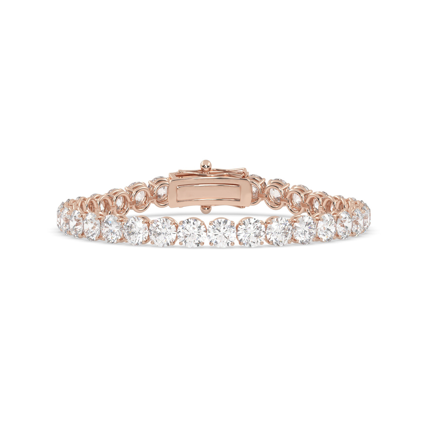 18k rose gold 10 carat round diamond tennis bracelet with traditional lock sytem Photos & images