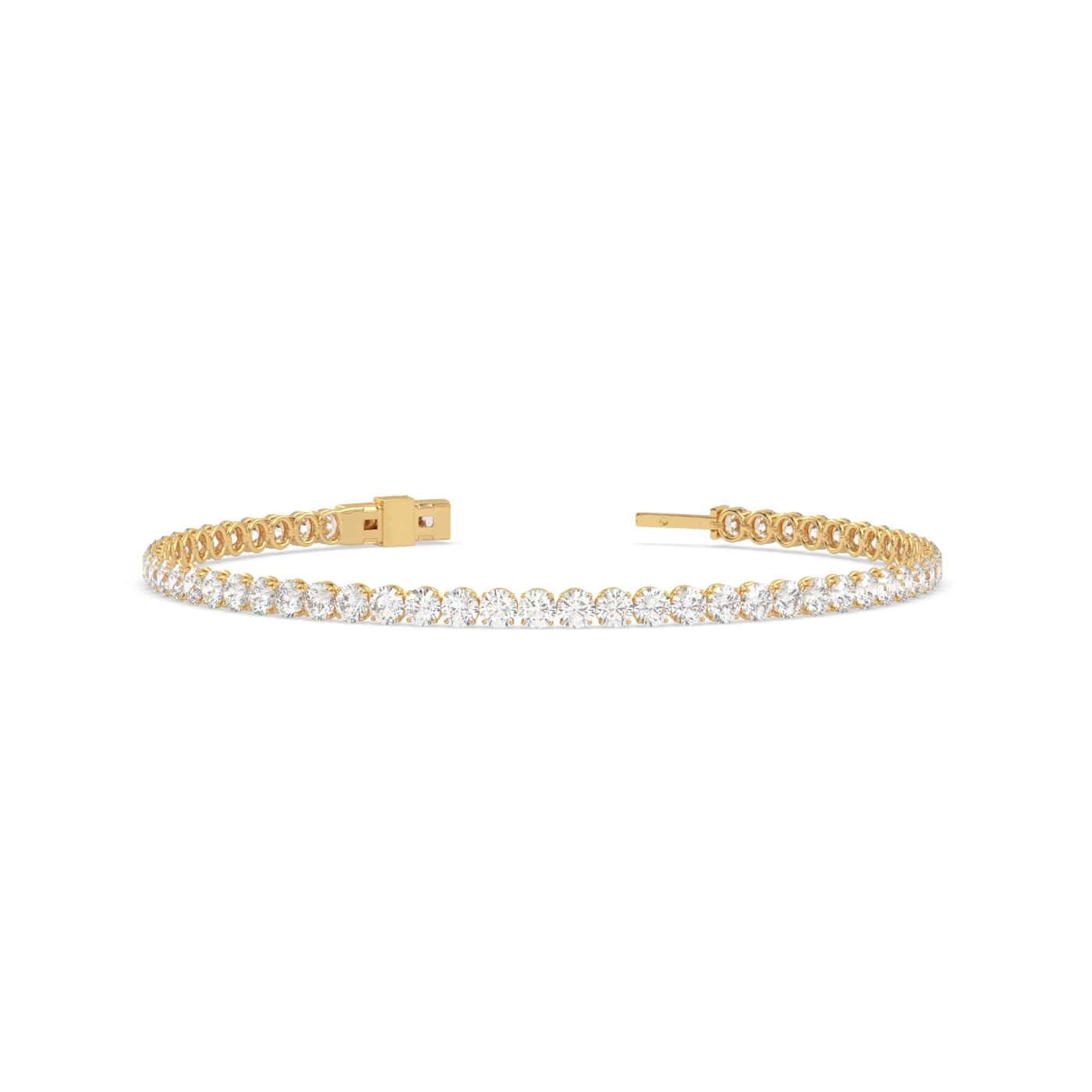 18k yellow gold 4.0 carat round diamond tennis bracelet with modern american lock system