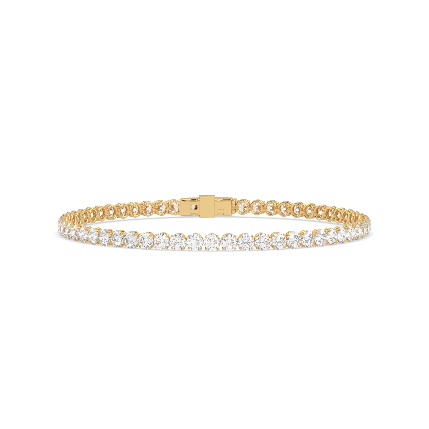 18k yellow gold 10 carat round diamond tennis bracelet with modern american lock system Photos & images