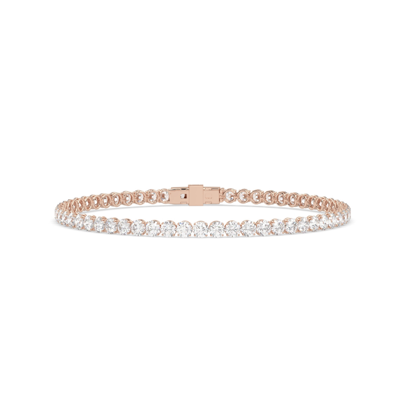 18k rose gold 14 carat round diamond tennis bracelet with modern american lock system Photos & images