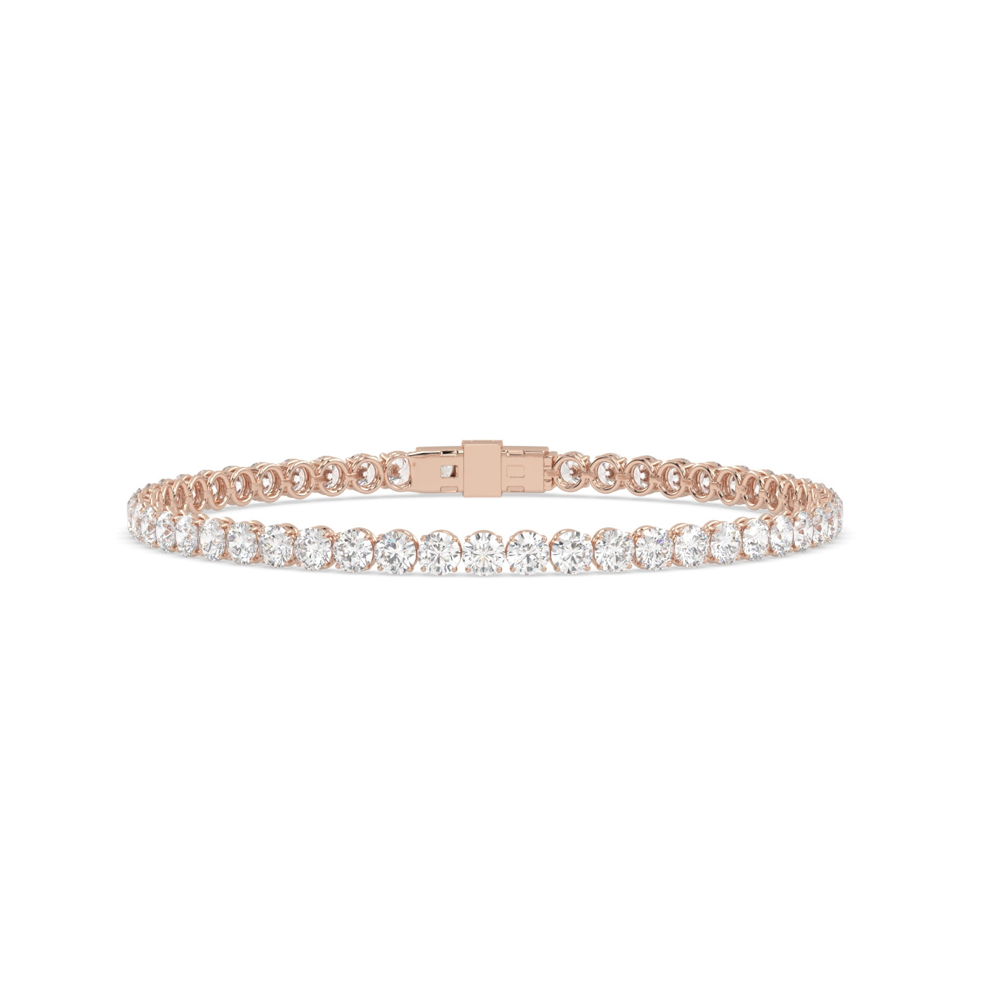 18k rose gold 14 carat round diamond tennis bracelet with modern american lock system Photos & images