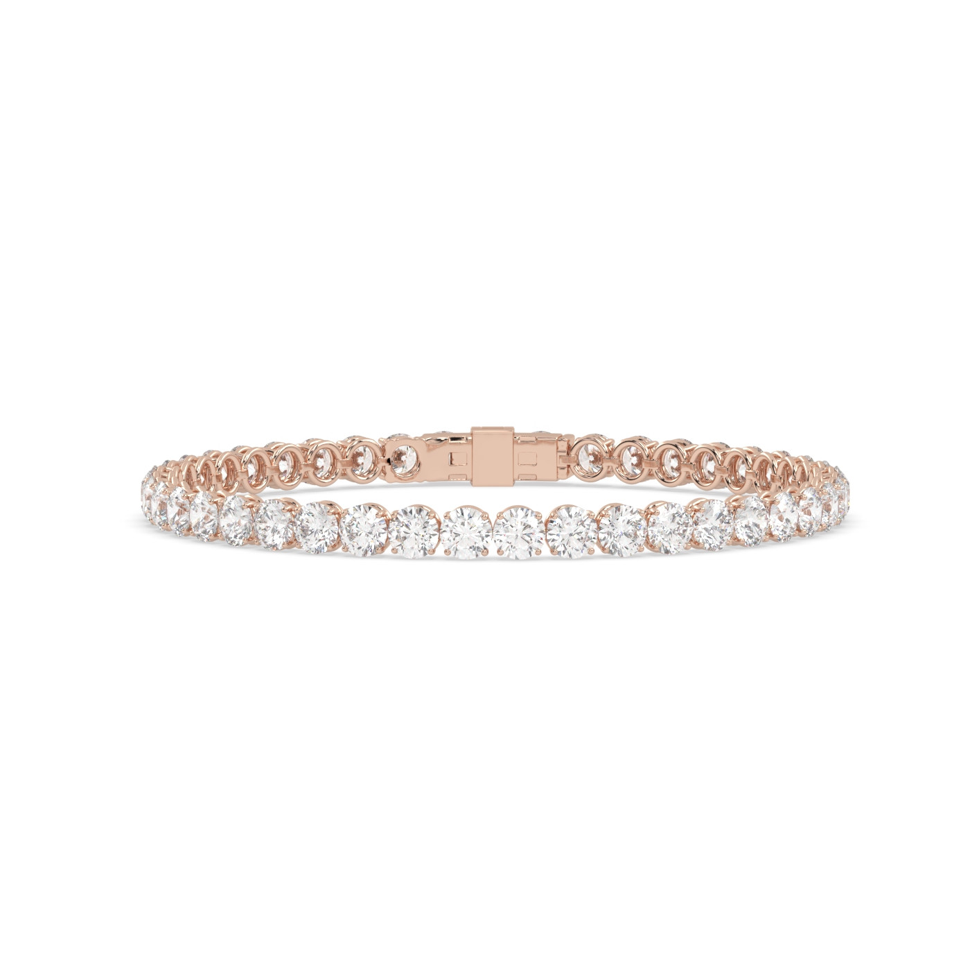 18k rose gold 14 carat round diamond tennis bracelet with modern american lock system Photos & images