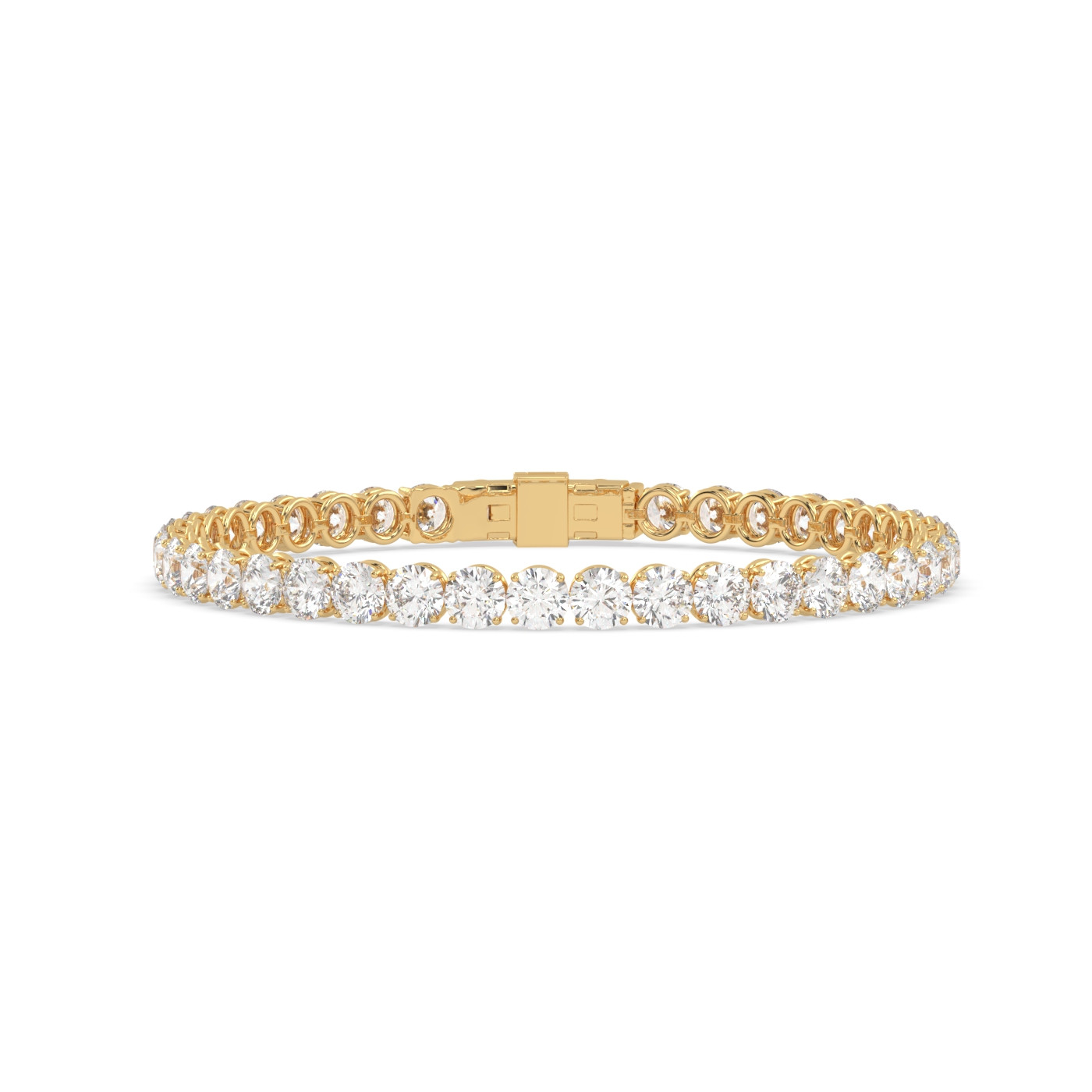 18k yellow gold 10 carat round diamond tennis bracelet with modern american lock system Photos & images
