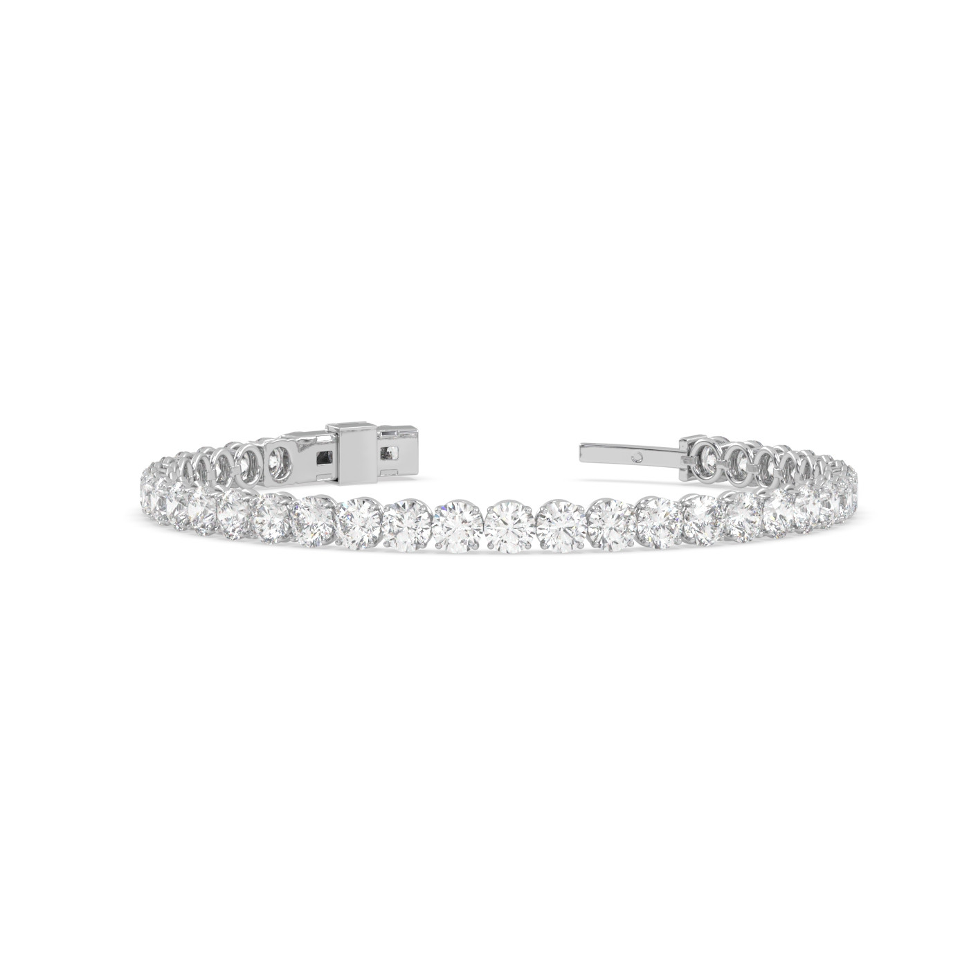 18k white gold 13 carat round diamond tennis bracelet with modern american lock system