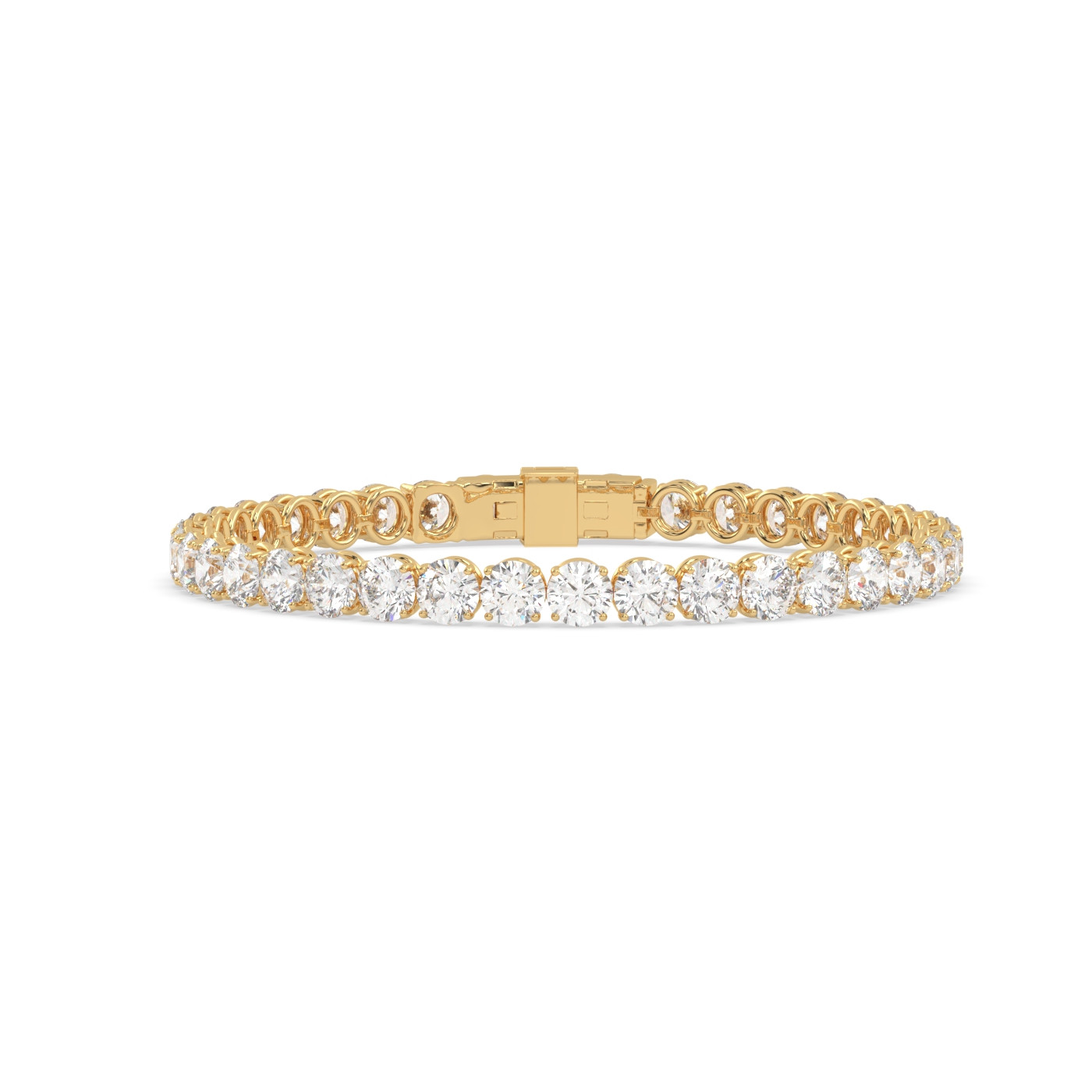 18k yellow gold 10 carat round diamond tennis bracelet with modern american lock system Photos & images