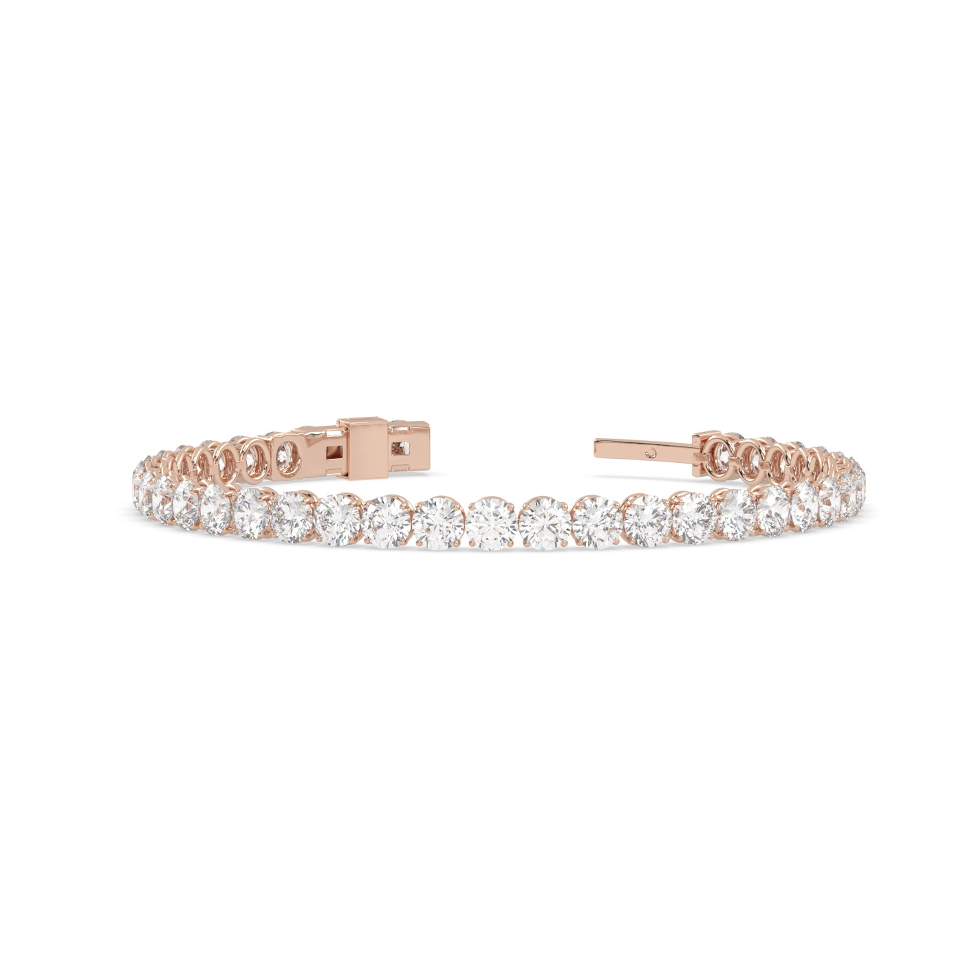 18k rose gold 14 carat round diamond tennis bracelet with modern american lock system