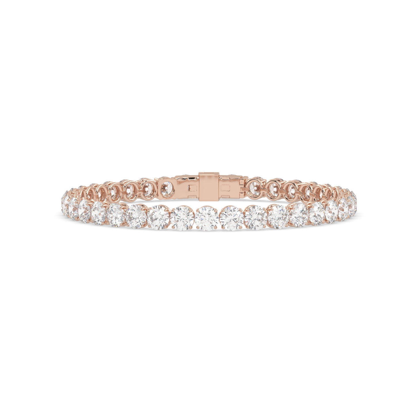18k rose gold 14 carat round diamond tennis bracelet with modern american lock system