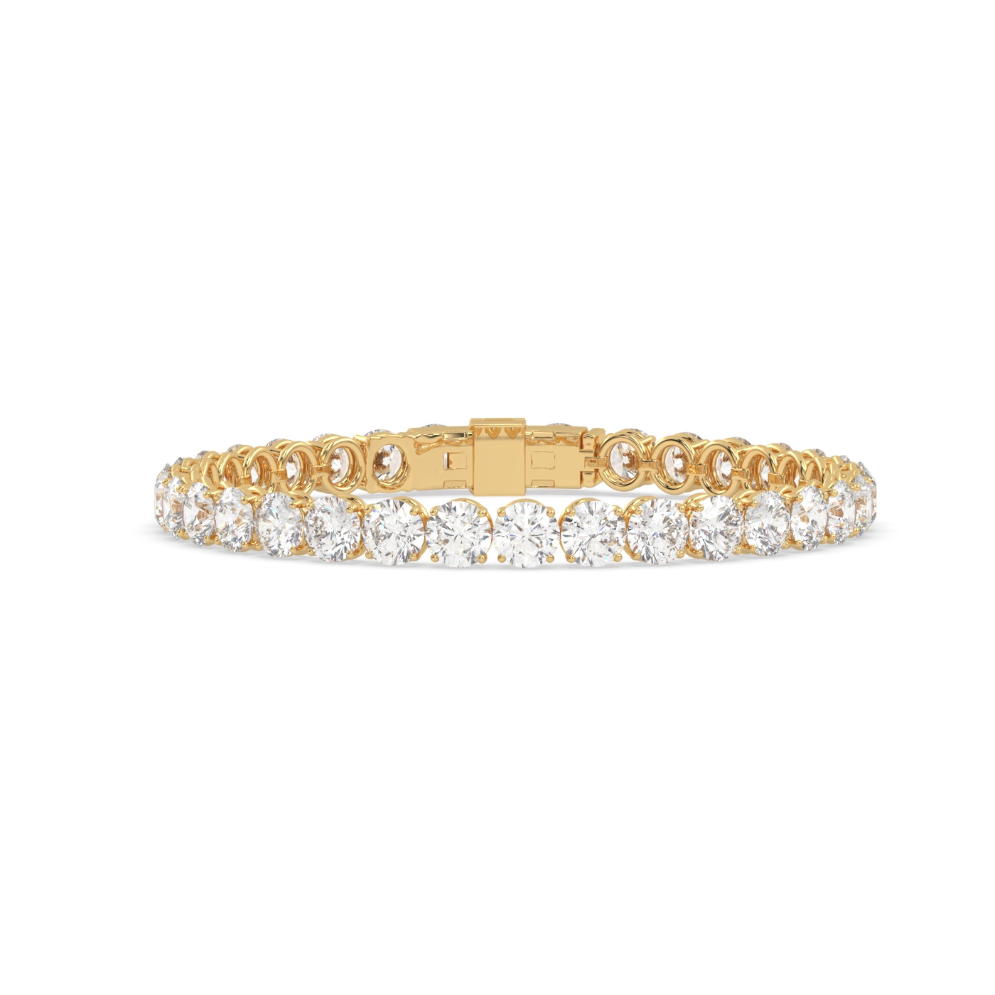 18k yellow gold 4.0 carat round diamond tennis bracelet with modern american lock system Photos & images