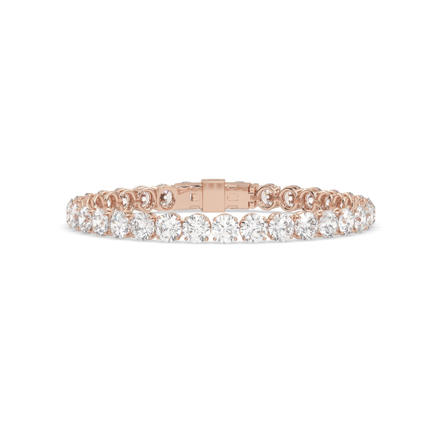 18k rose gold 14 carat round diamond tennis bracelet with modern american lock system Photos & images