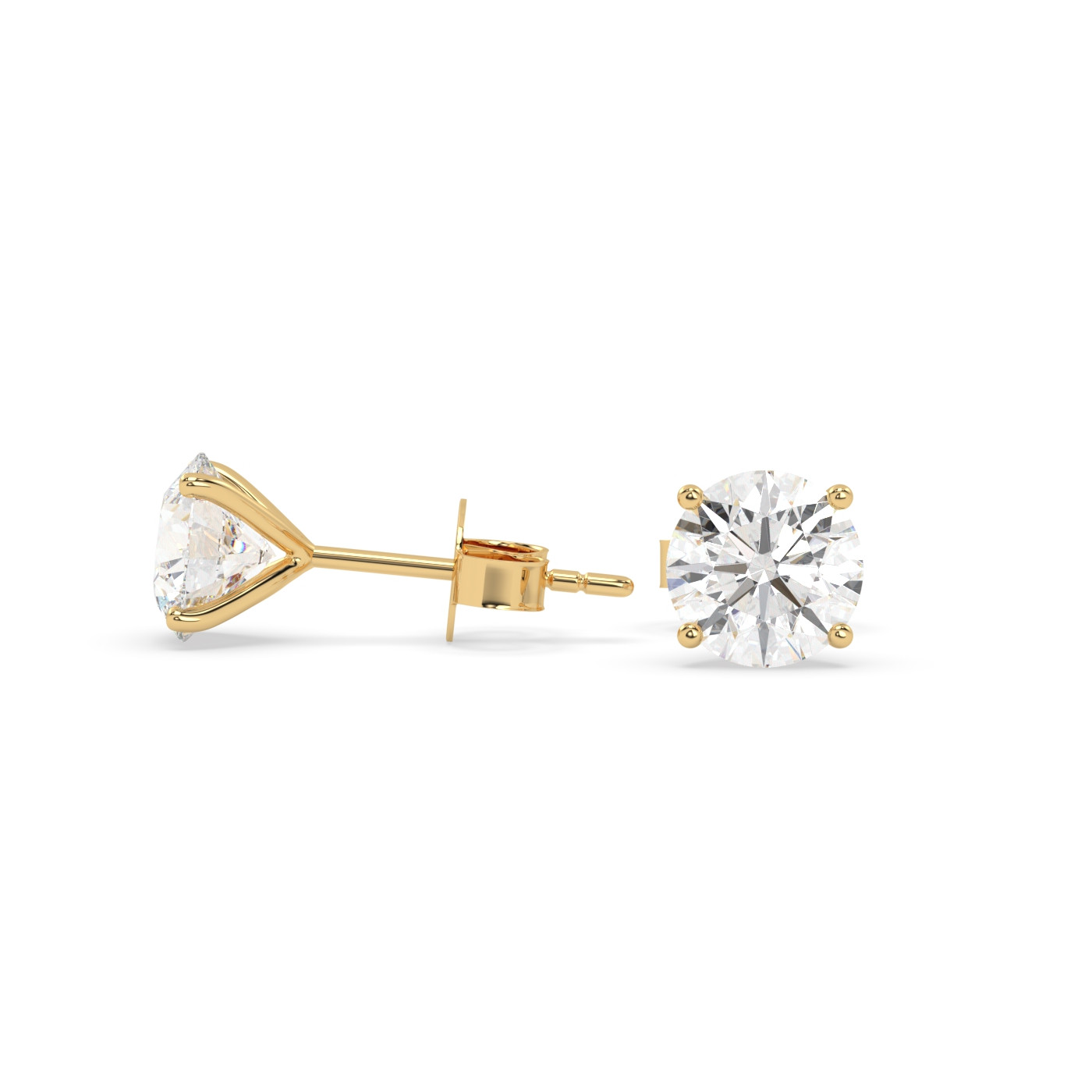 18k yellow gold  1.0 carat round stud earrings with butterfly back