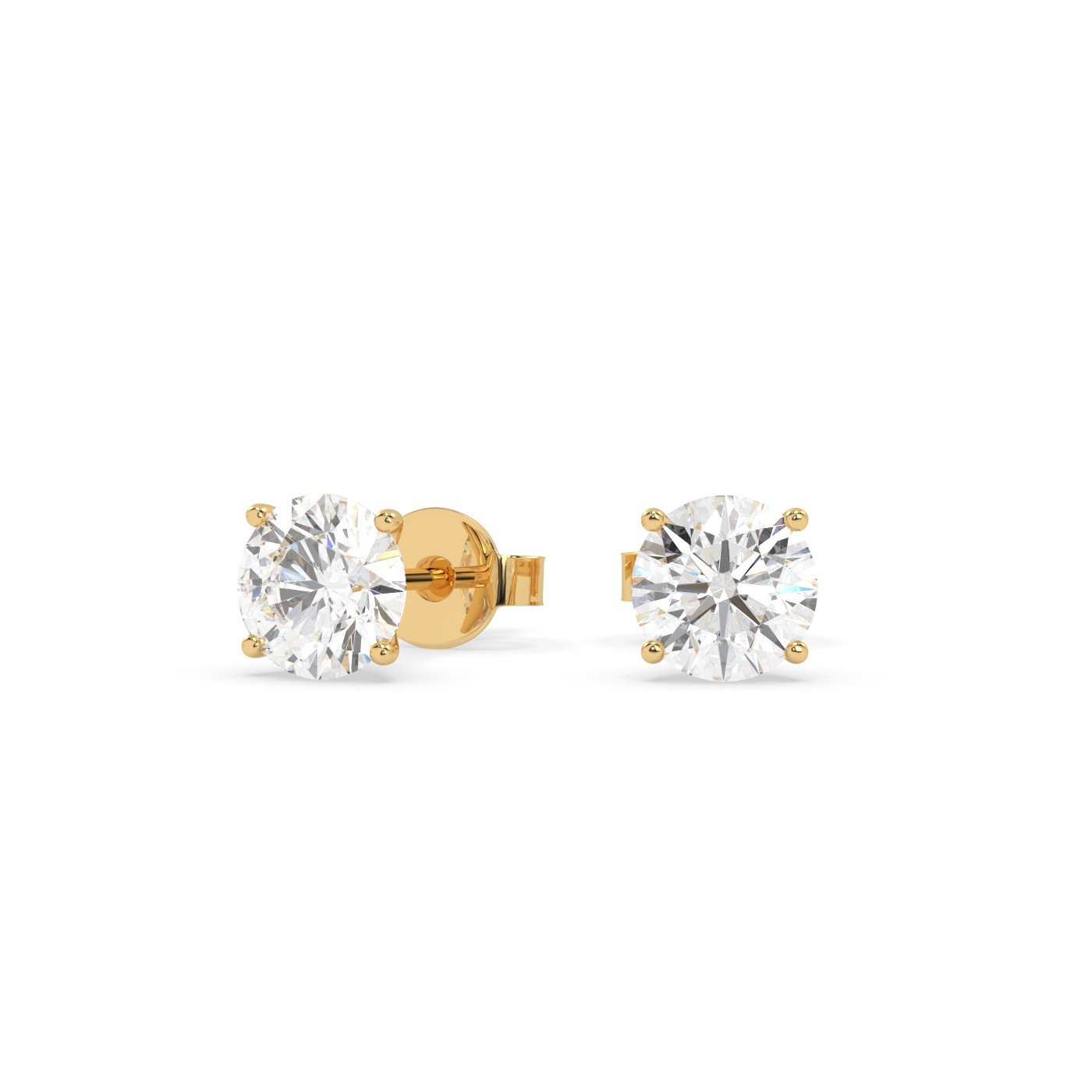 18k yellow gold  1.4 carat round stud earrings with butterfly back Photos & images