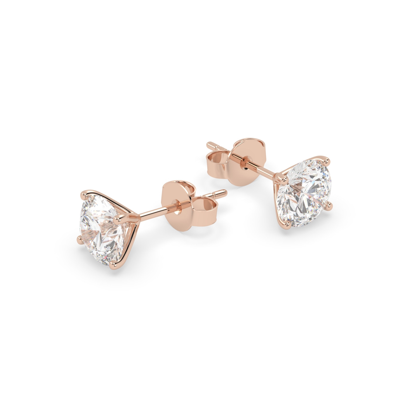 18k rose gold  1.4carat round stud earrings with butterfly back