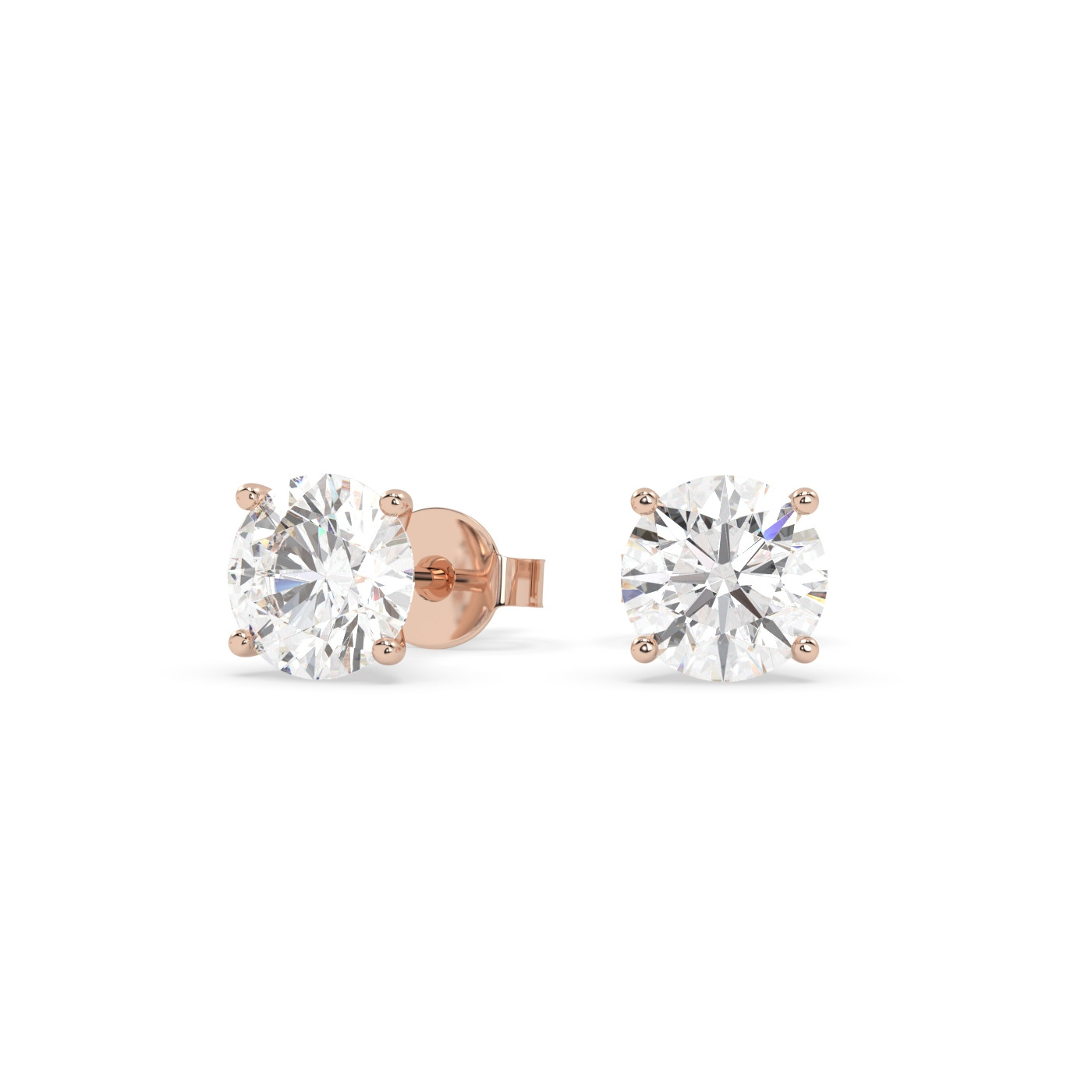 18k rose gold  1.4carat round stud earrings with butterfly back
