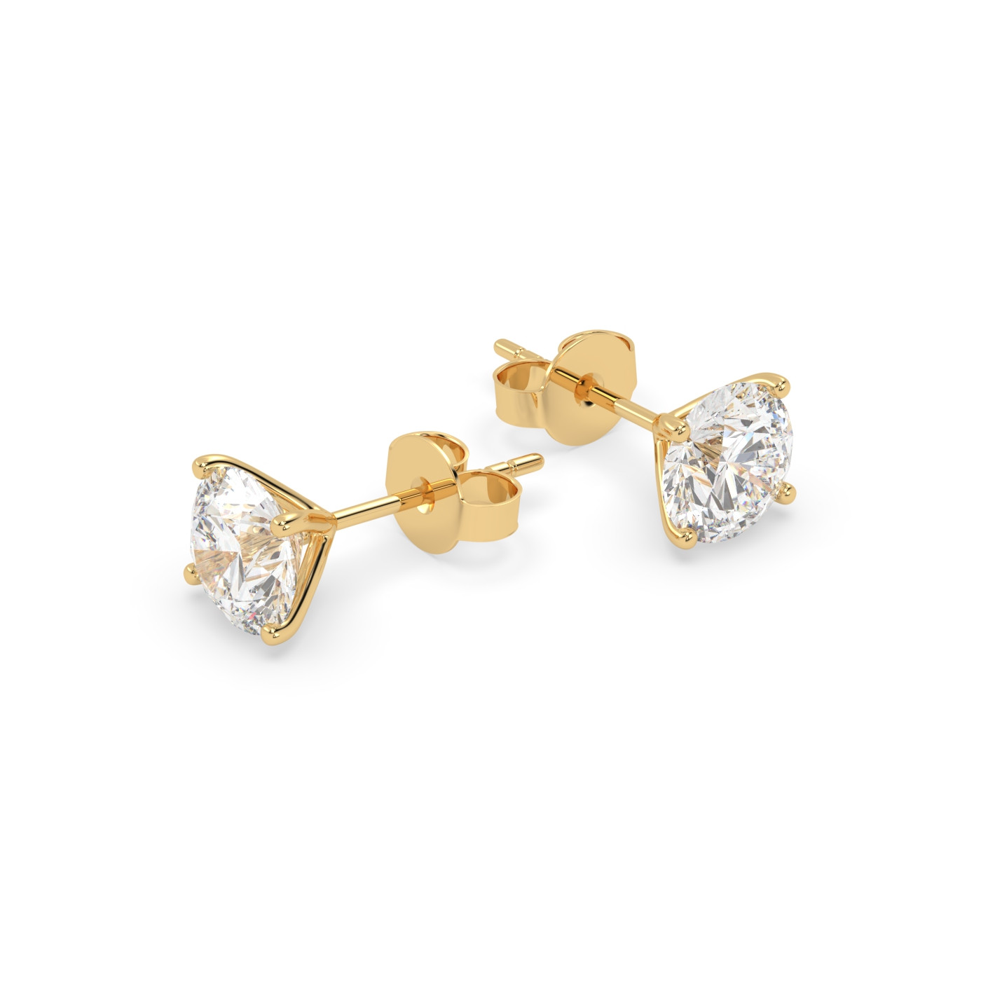 18k yellow gold  1.4 carat round stud earrings with butterfly back