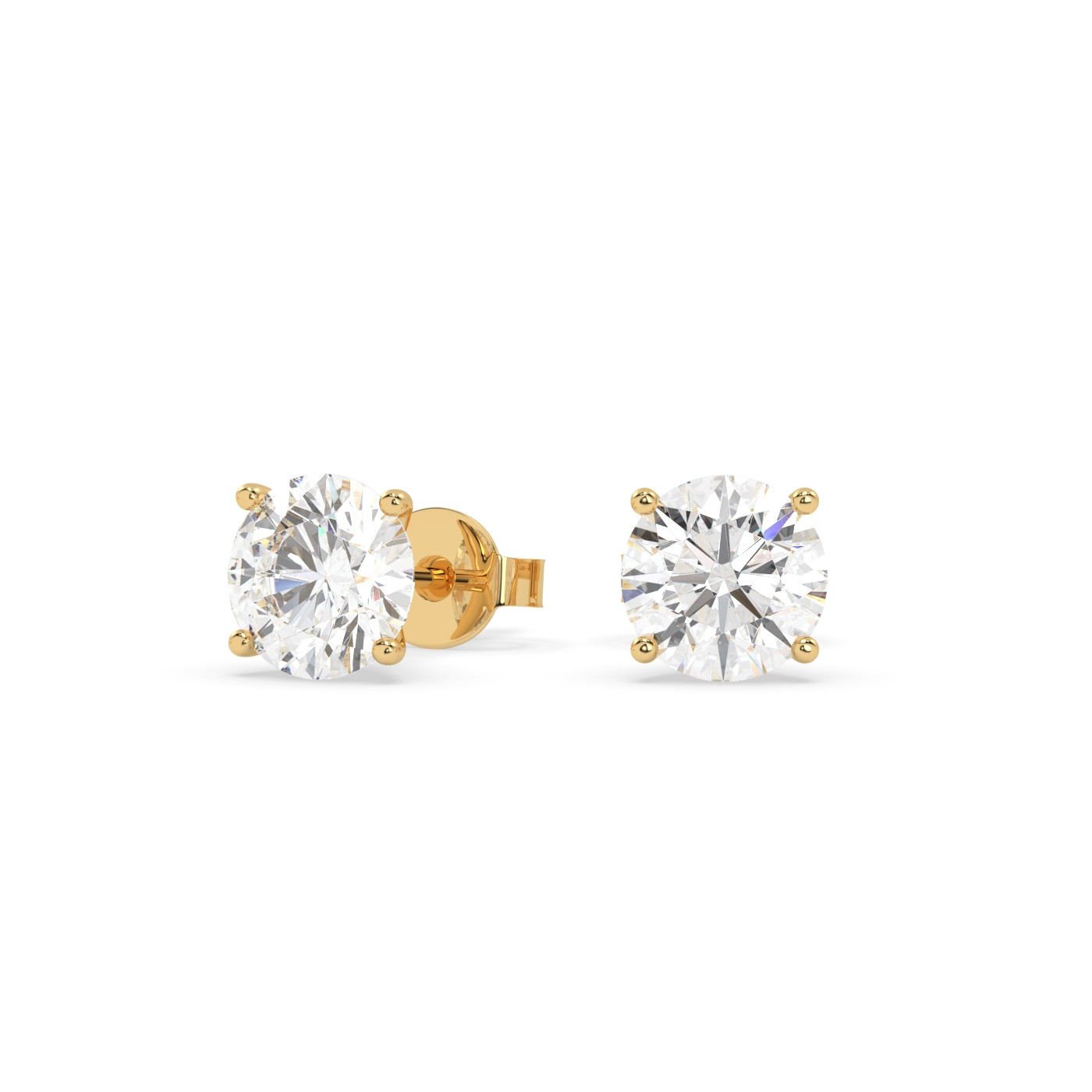 18k yellow gold  1.4 carat round stud earrings with butterfly back