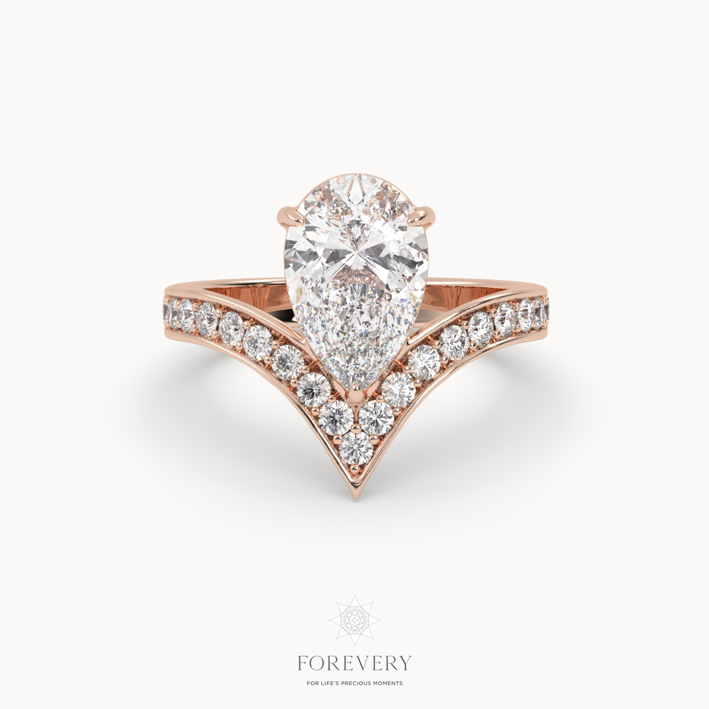 18k white gold  pear cut engagement ring Photos & images