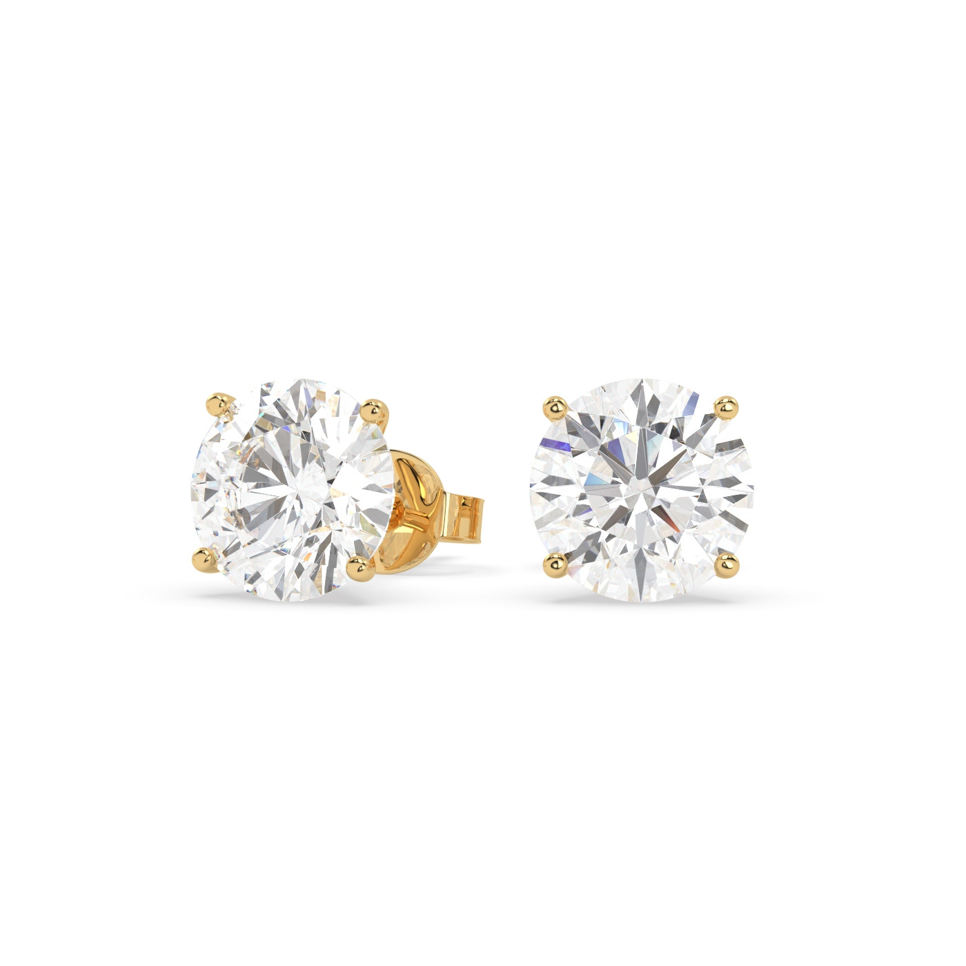18k yellow gold  1.0 carat round stud earrings with butterfly back Photos & images