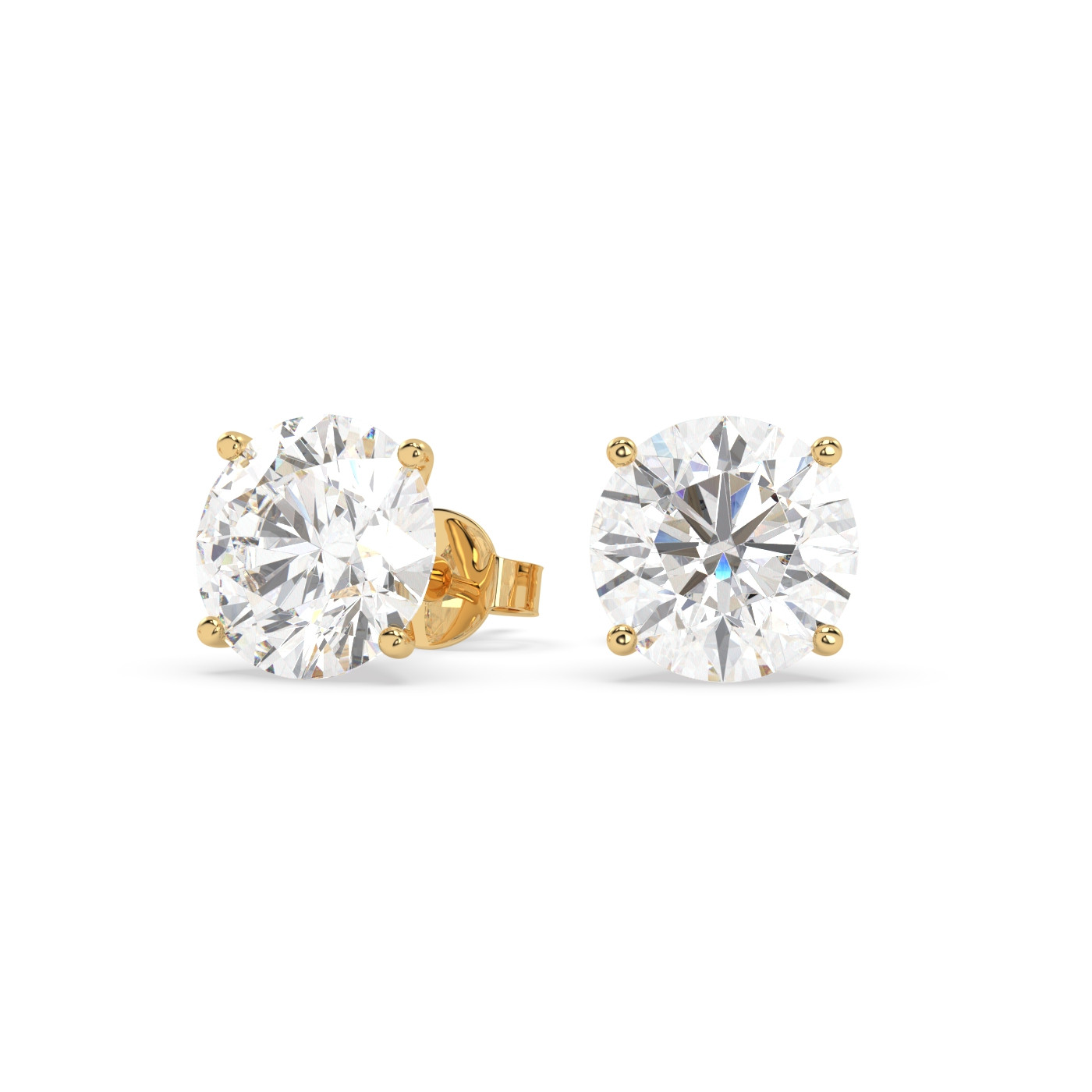 18k yellow gold  1.4 carat round stud earrings with butterfly back Photos & images