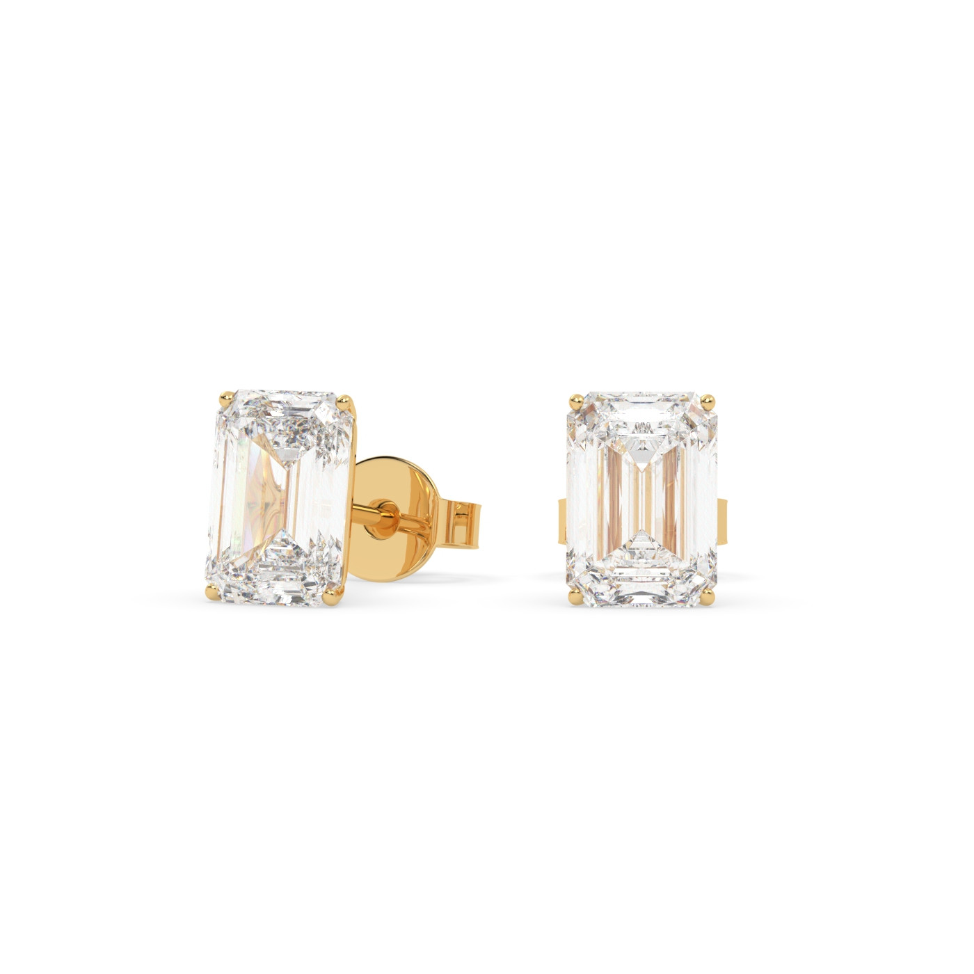 18k yellow gold 1.4 carat emerald stud earrings with butterfly back Photos & images