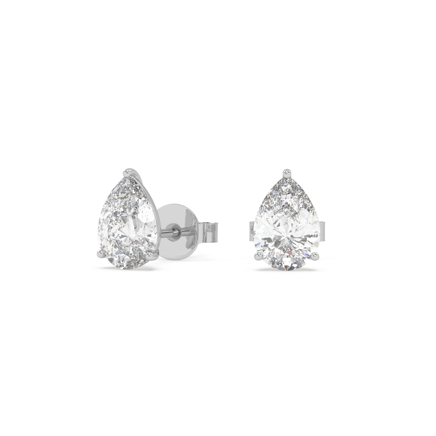 18k white gold 3.5 carat pear stud earrings with butterfly back Photos & images
