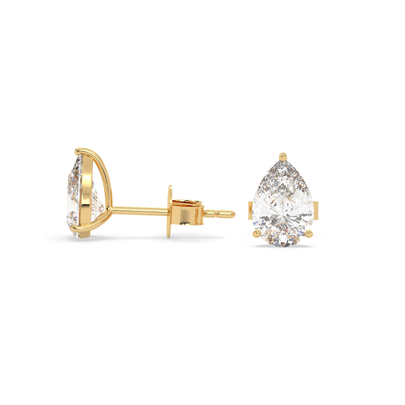18k yellow gold  1.0 carat pear stud earrings with butterfly back
