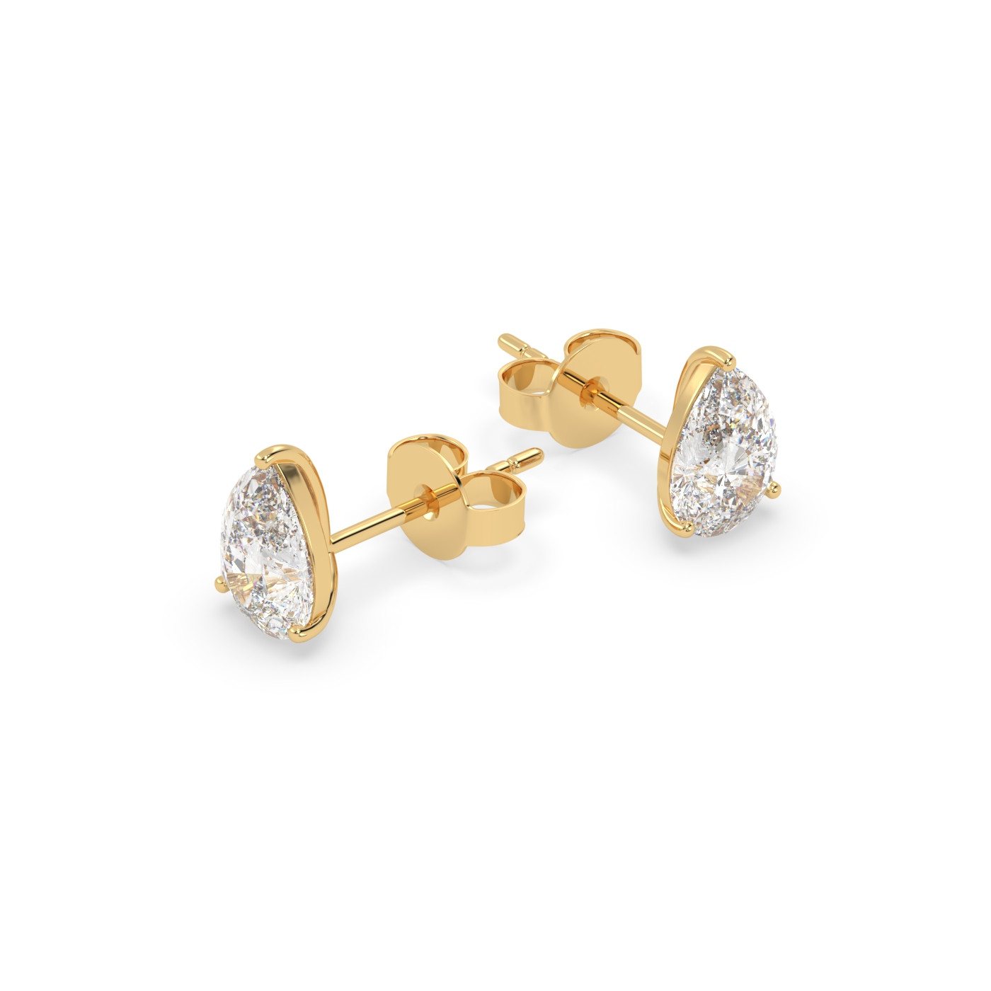 18k yellow gold  1.0 carat pear stud earrings with butterfly back
