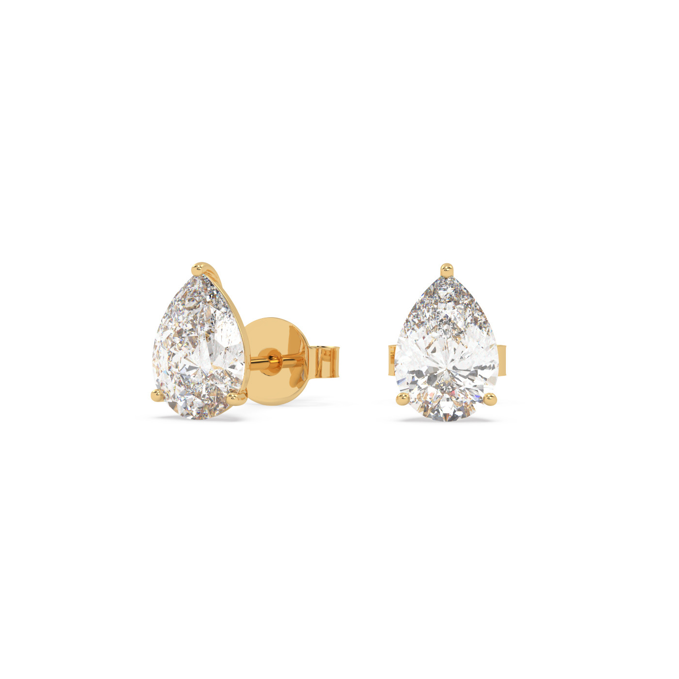 18k yellow gold  1.4 carat pear stud earrings with butterfly back Photos & images