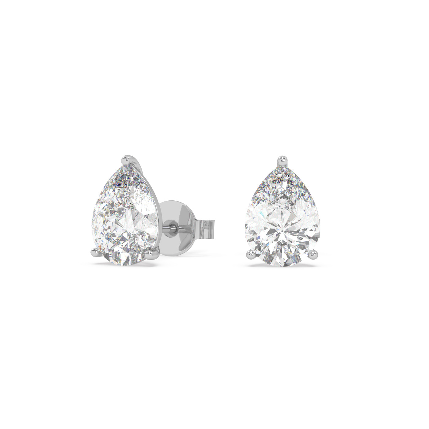 18k white gold 3.5 carat pear stud earrings with butterfly back Photos & images
