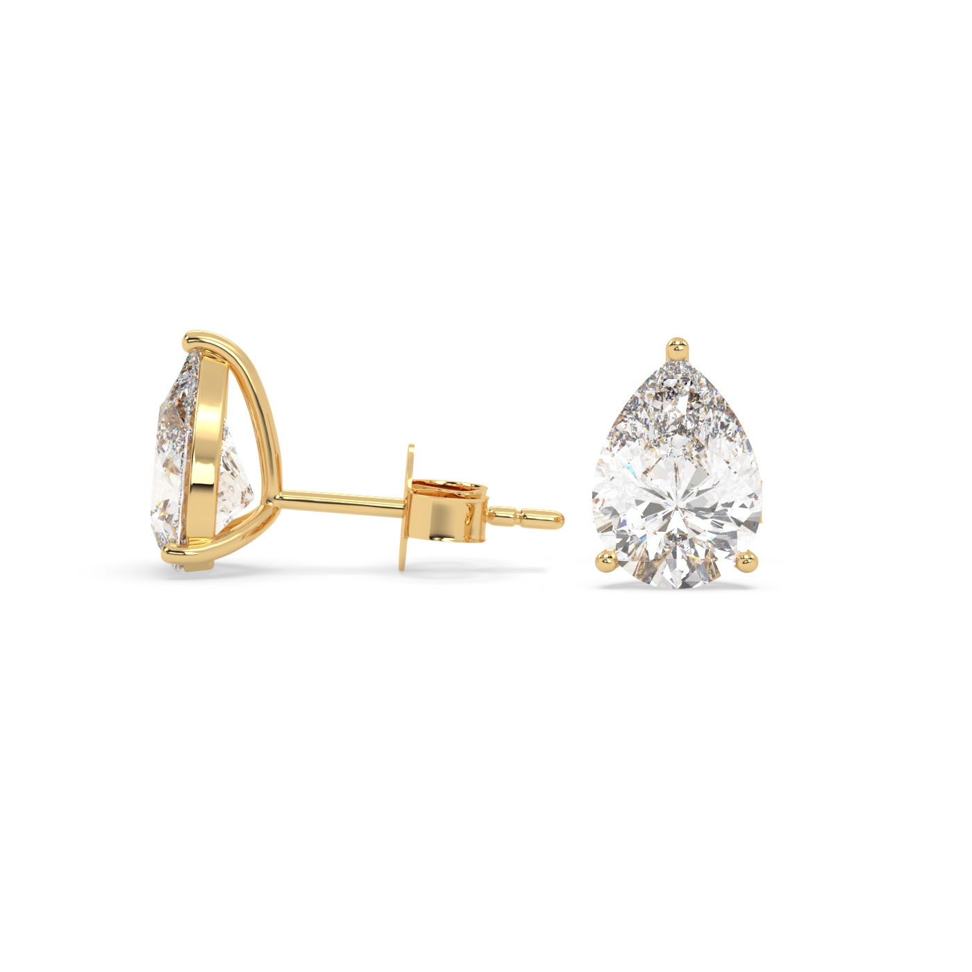 18k yellow gold  1.4 carat pear stud earrings with butterfly back