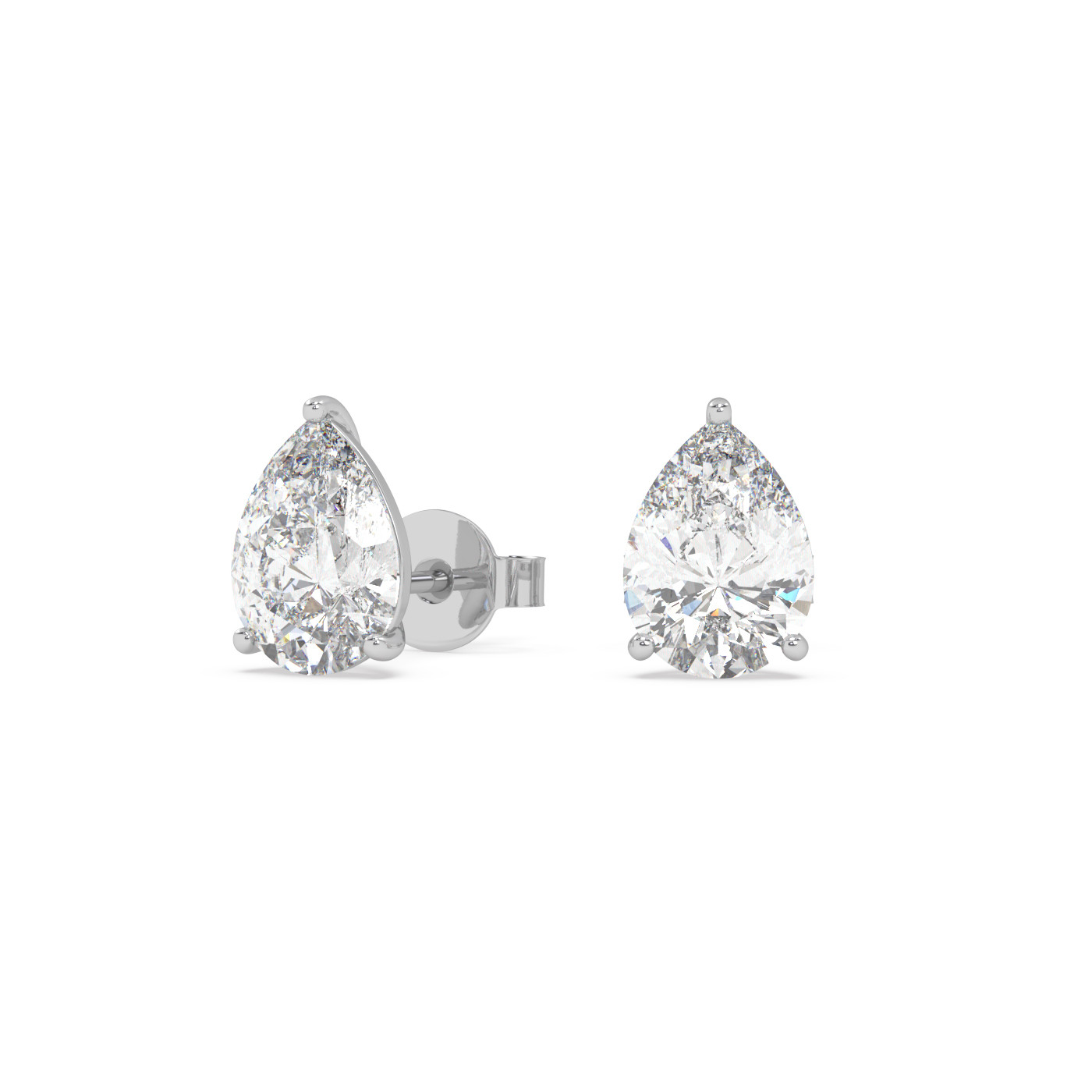 18k white gold 3.5 carat pear stud earrings with butterfly back Photos & images
