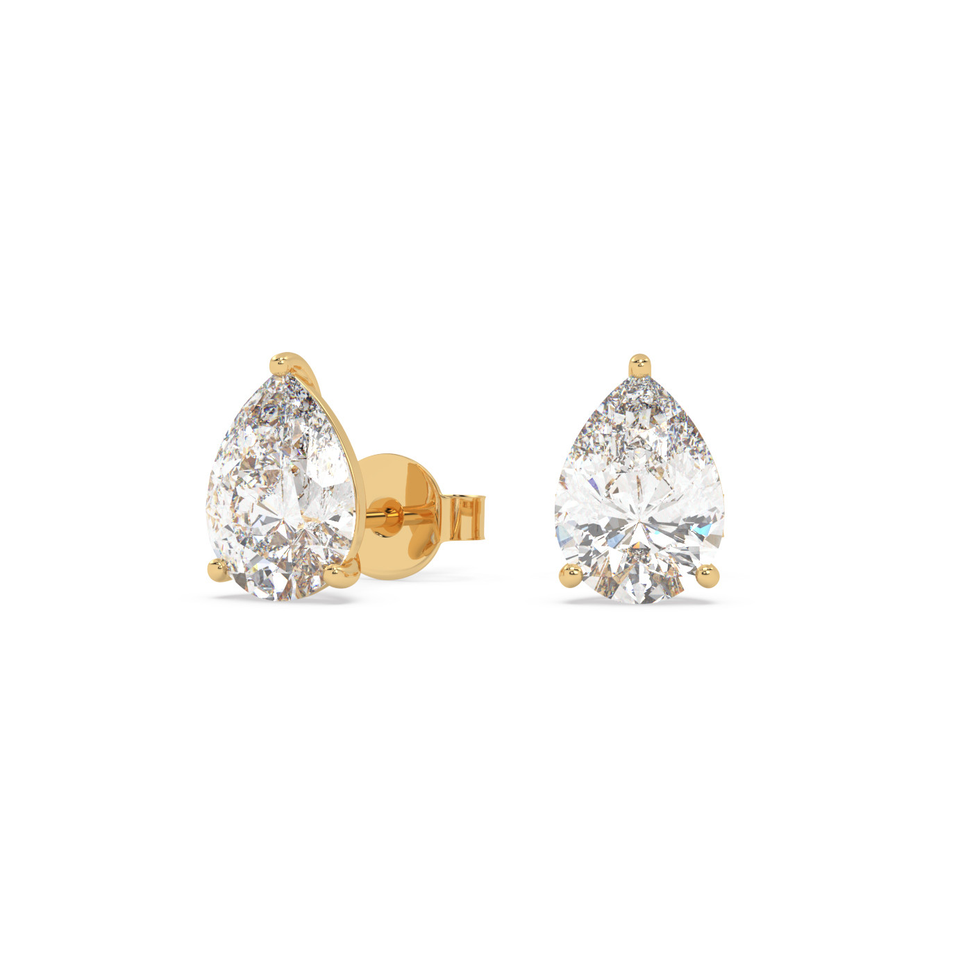 18k yellow gold  1.4 carat pear stud earrings with butterfly back Photos & images