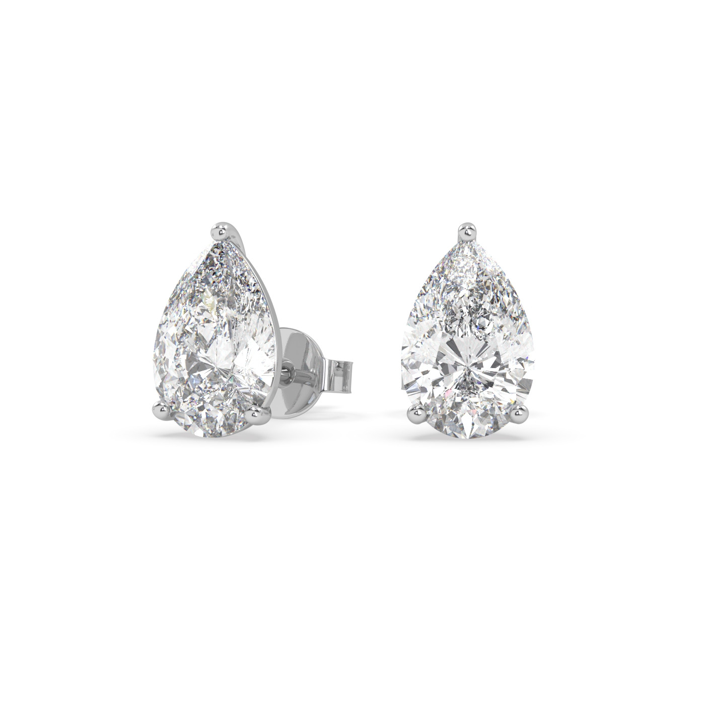 18k white gold 3.5 carat pear stud earrings with butterfly back Photos & images