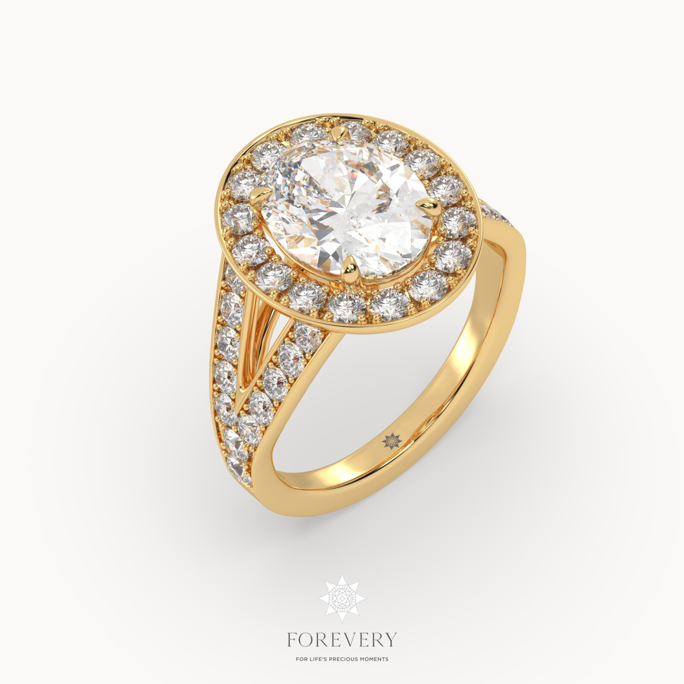 18k yellow gold  halo style luxurious diamond engagement ring