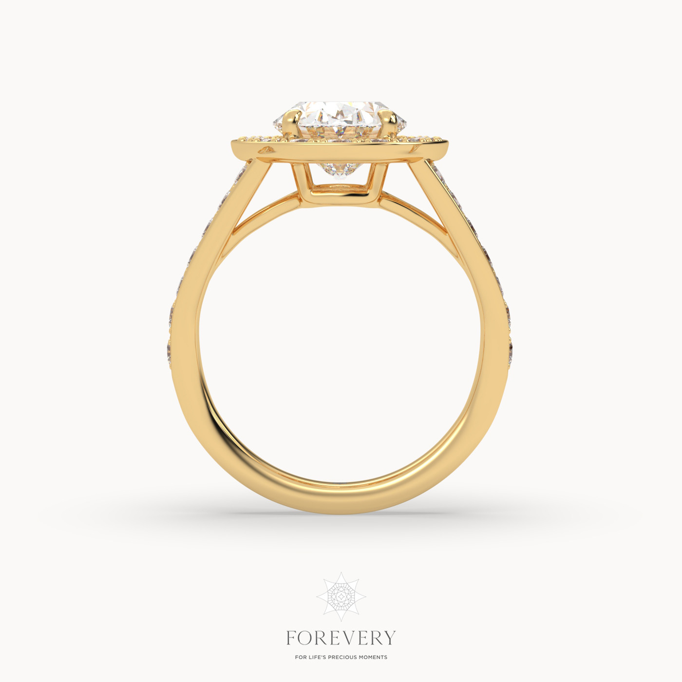 18k yellow gold  halo style luxurious diamond engagement ring