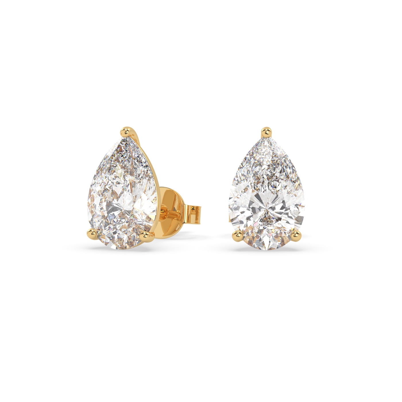 18k yellow gold  1.4 carat pear stud earrings with butterfly back Photos & images