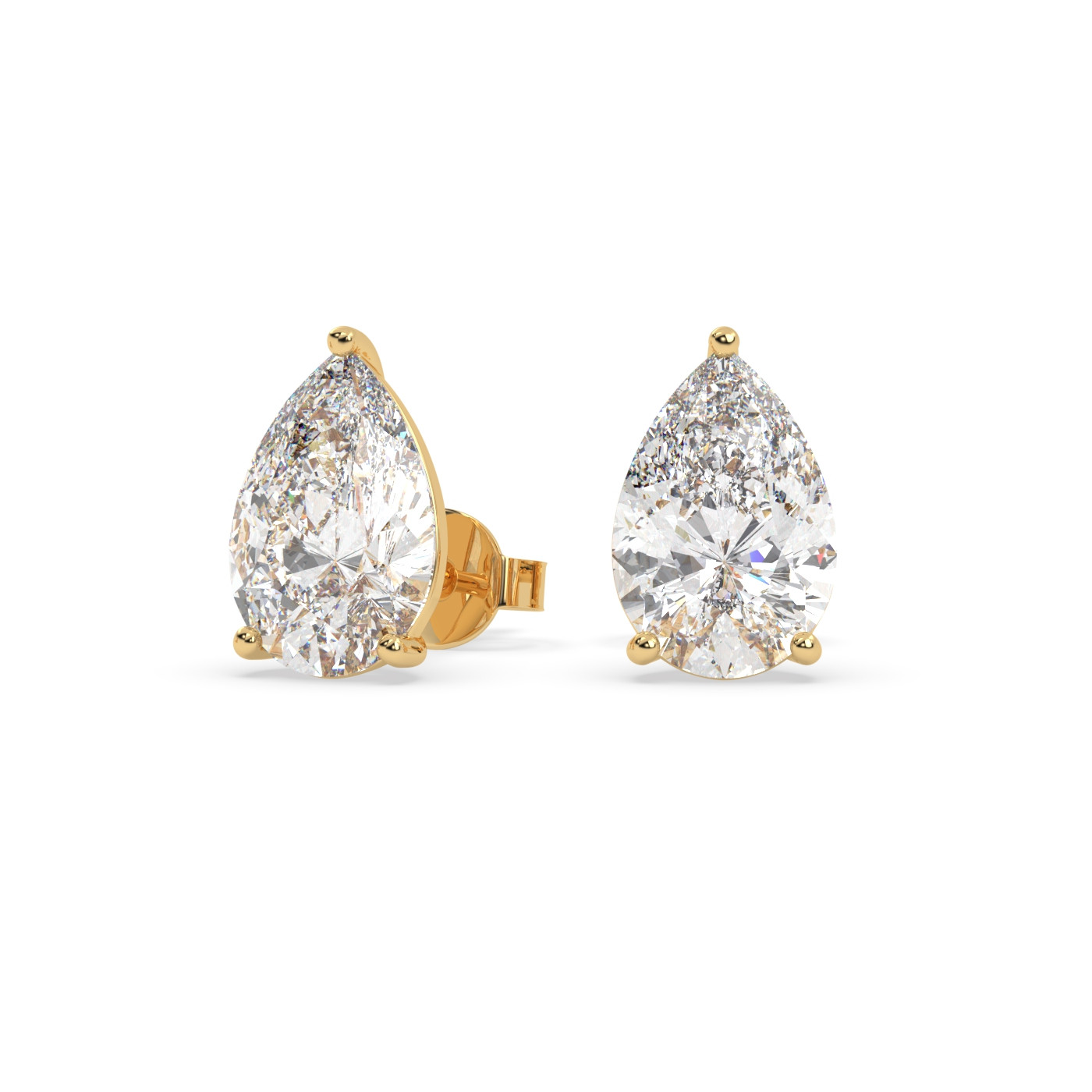 18k yellow gold  1.4 carat pear stud earrings with butterfly back Photos & images
